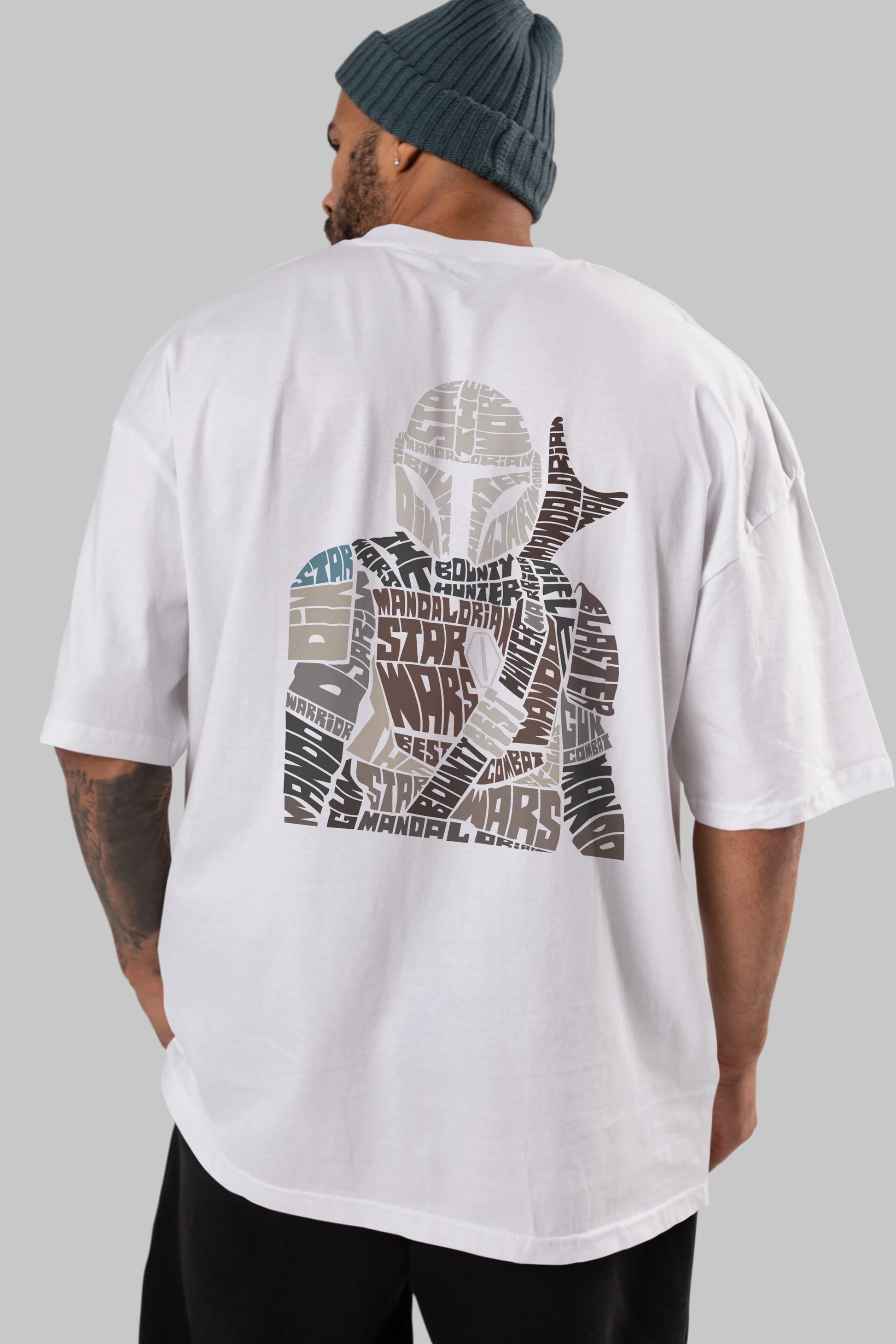 Mandalorian Arka Baskılı Oversize t-shirt %100 pamuk Erkek Kadın Unisex