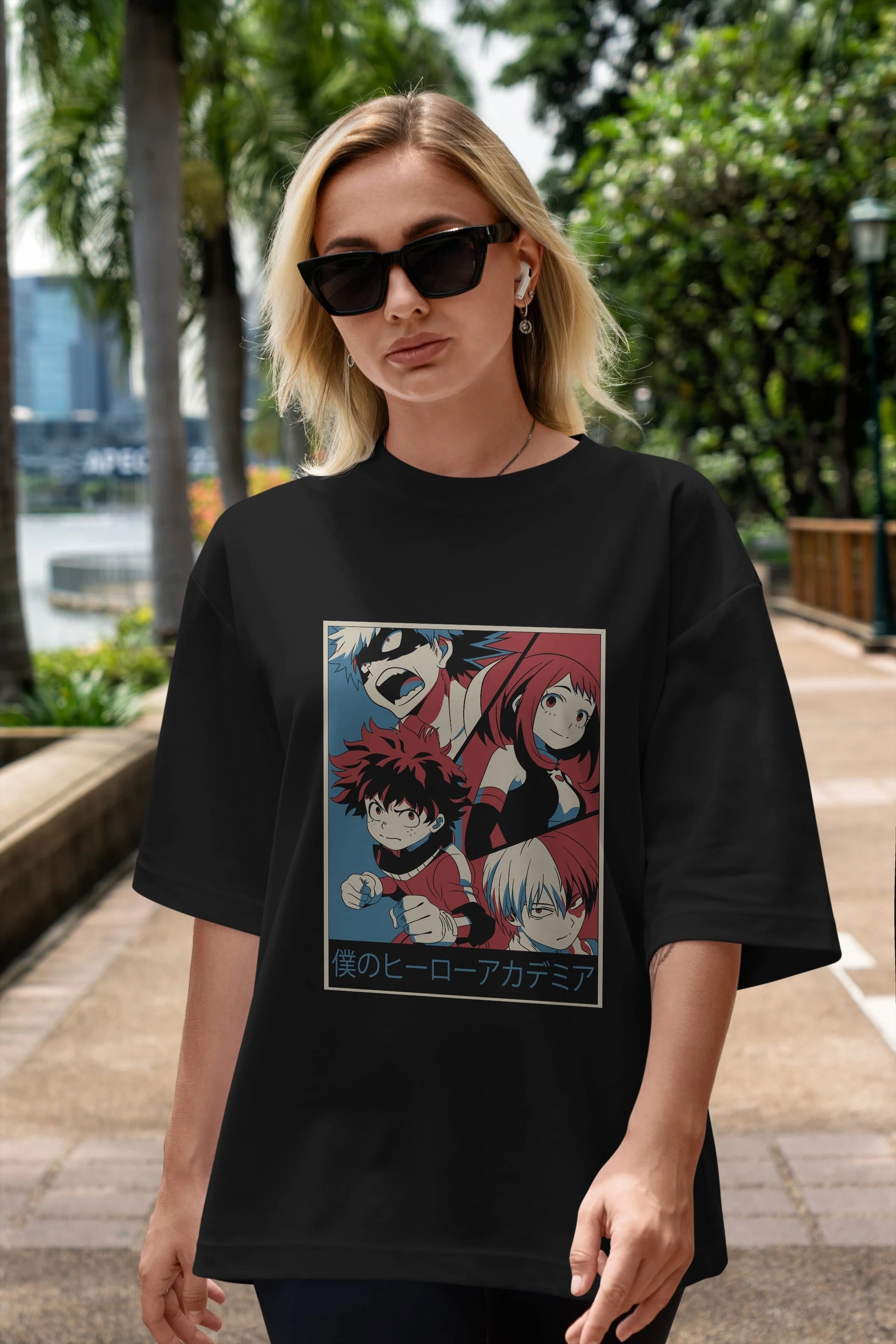 BokuNoHero Anime Ön Baskılı Oversize t-shirt %100 pamuk Erkek Kadın Unisex