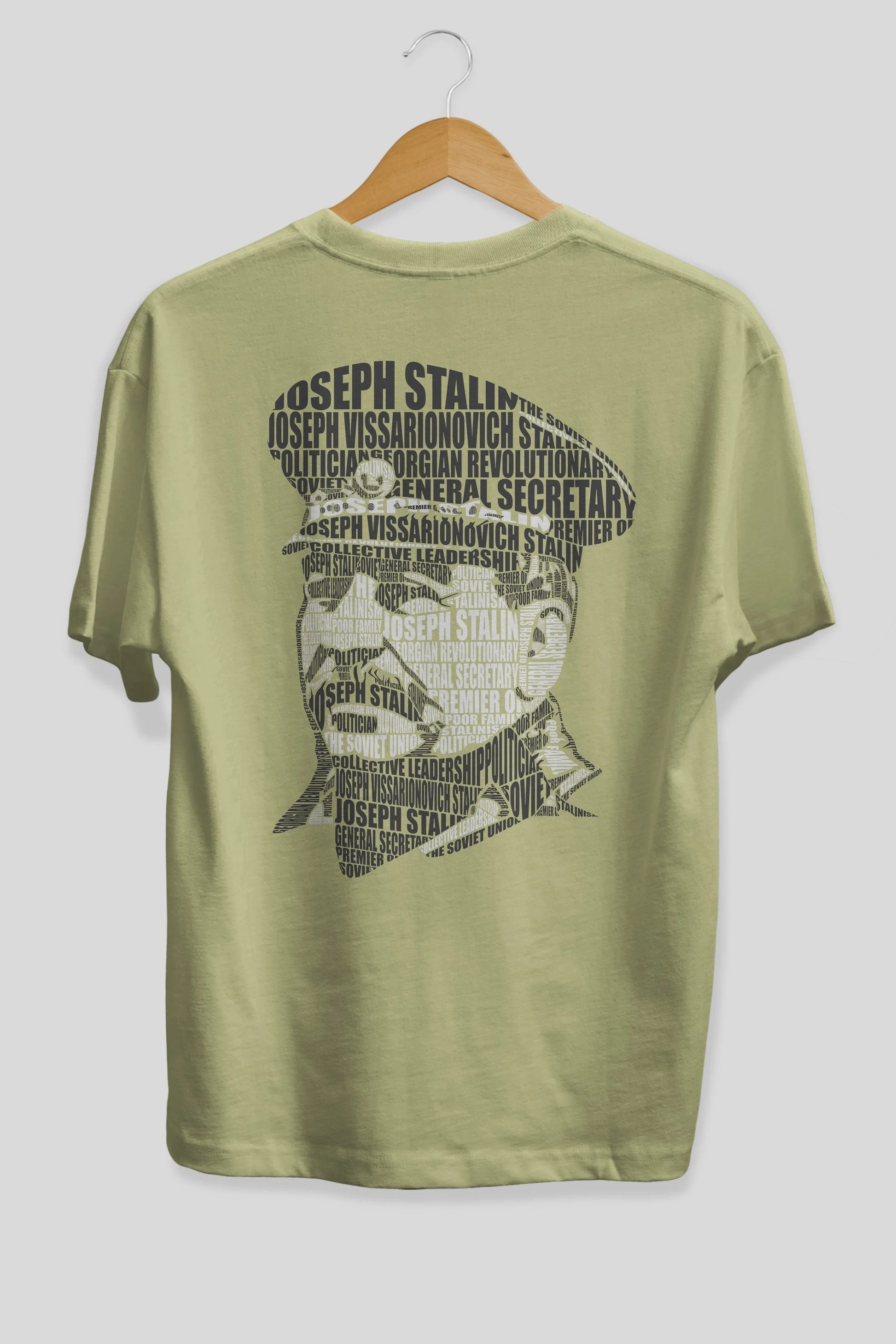 Joseph Stalin Calligram Arka Baskılı Oversize t-shirt %100 pamuk Erkek Kadın Unisex