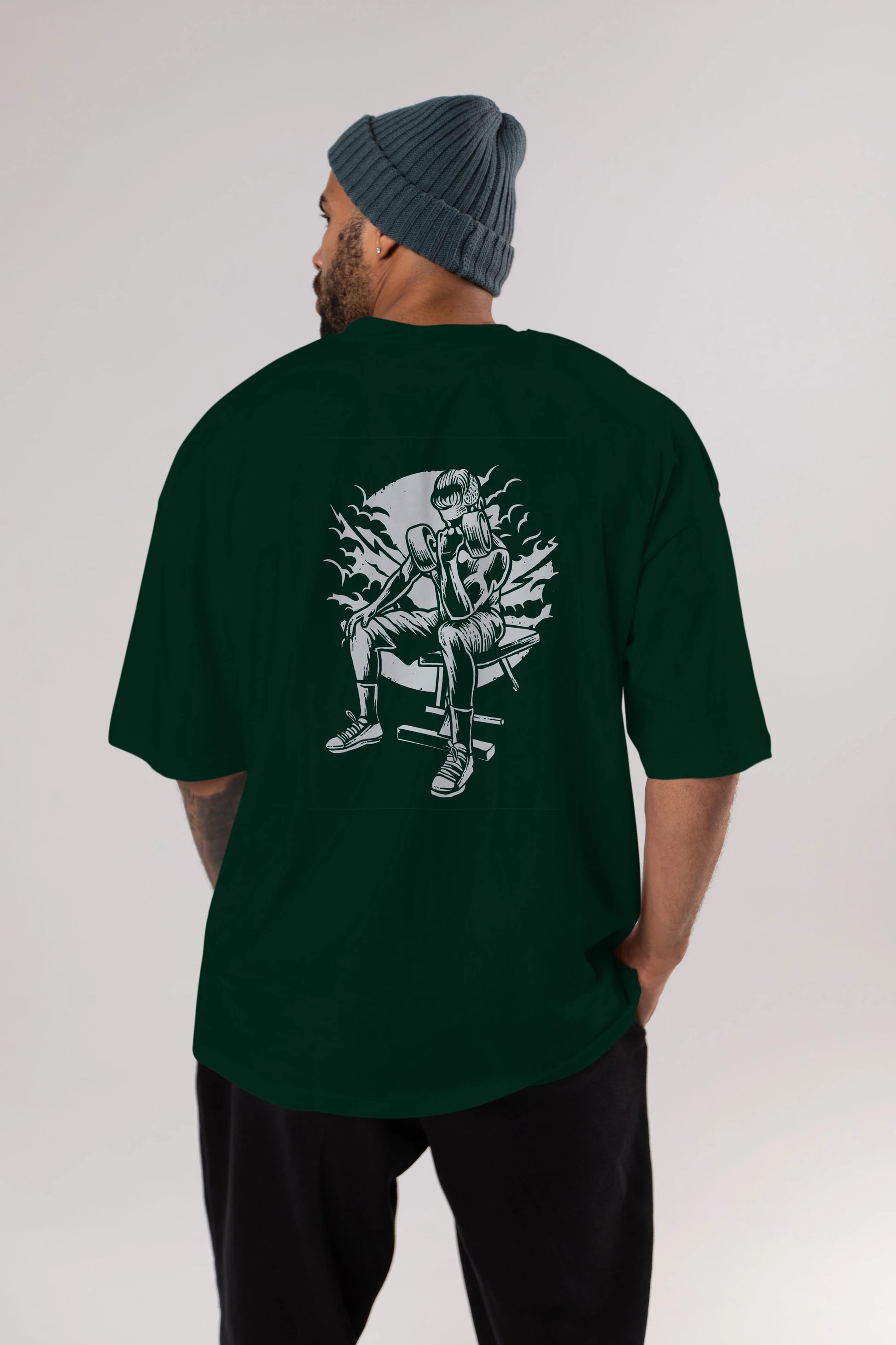 No Pain No Gain Arka Baskılı Oversize t-shirt Erkek Kadın Unisex %100 Pamuk
