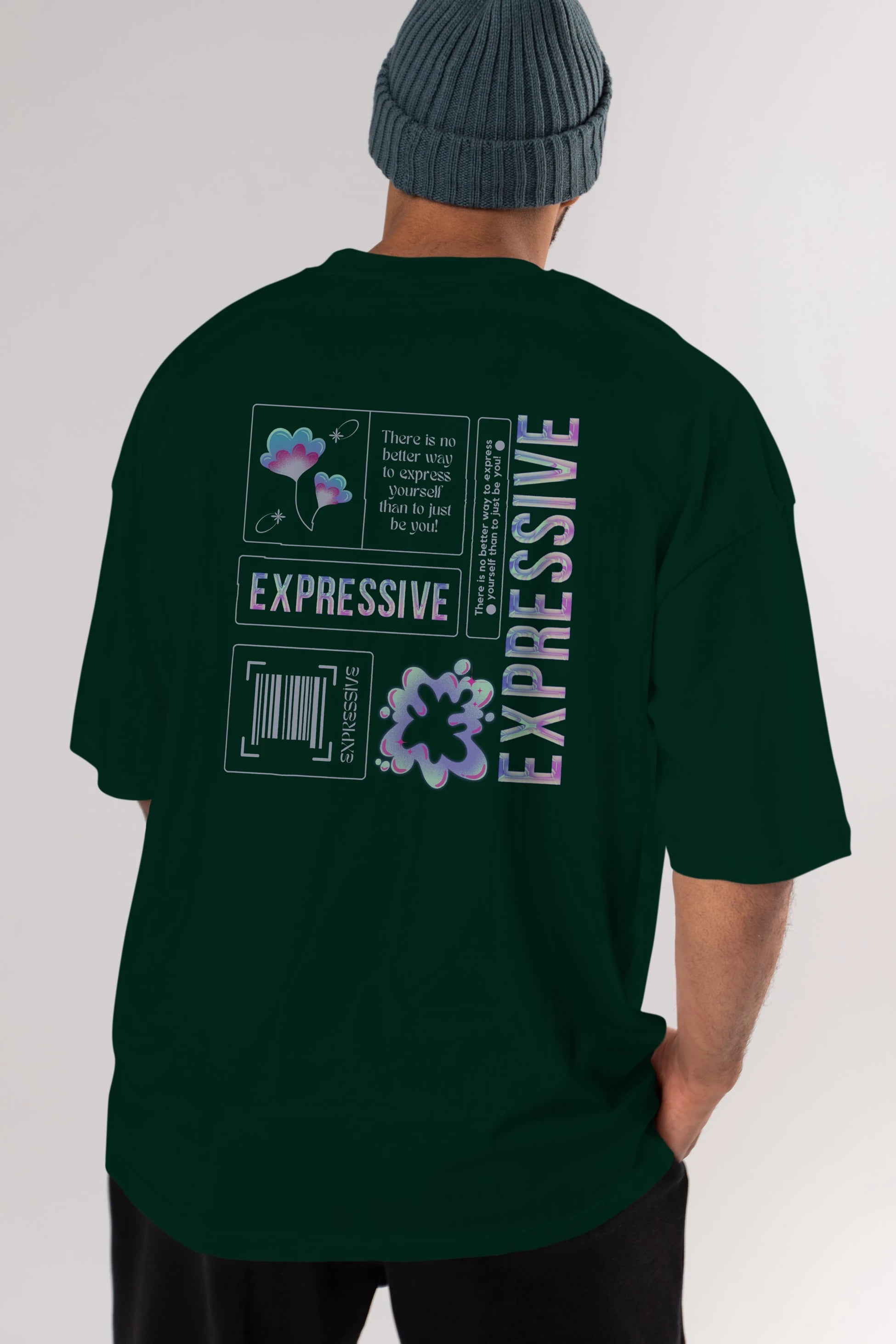 Expressive Streetwear Arka Baskılı Oversize t-shirt Erkek Kadın Unisex