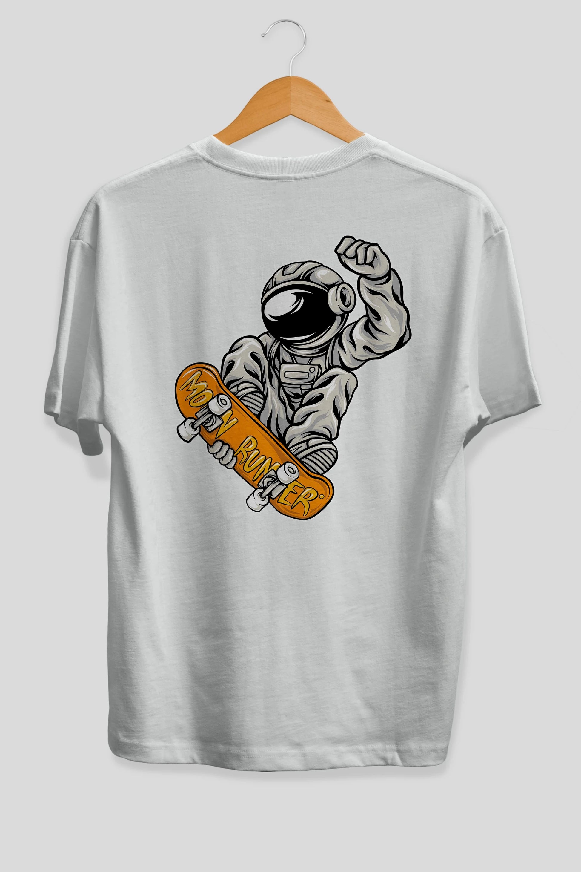 Moon Runner Arka Baskılı Oversize t-shirt Erkek Kadın Unisex