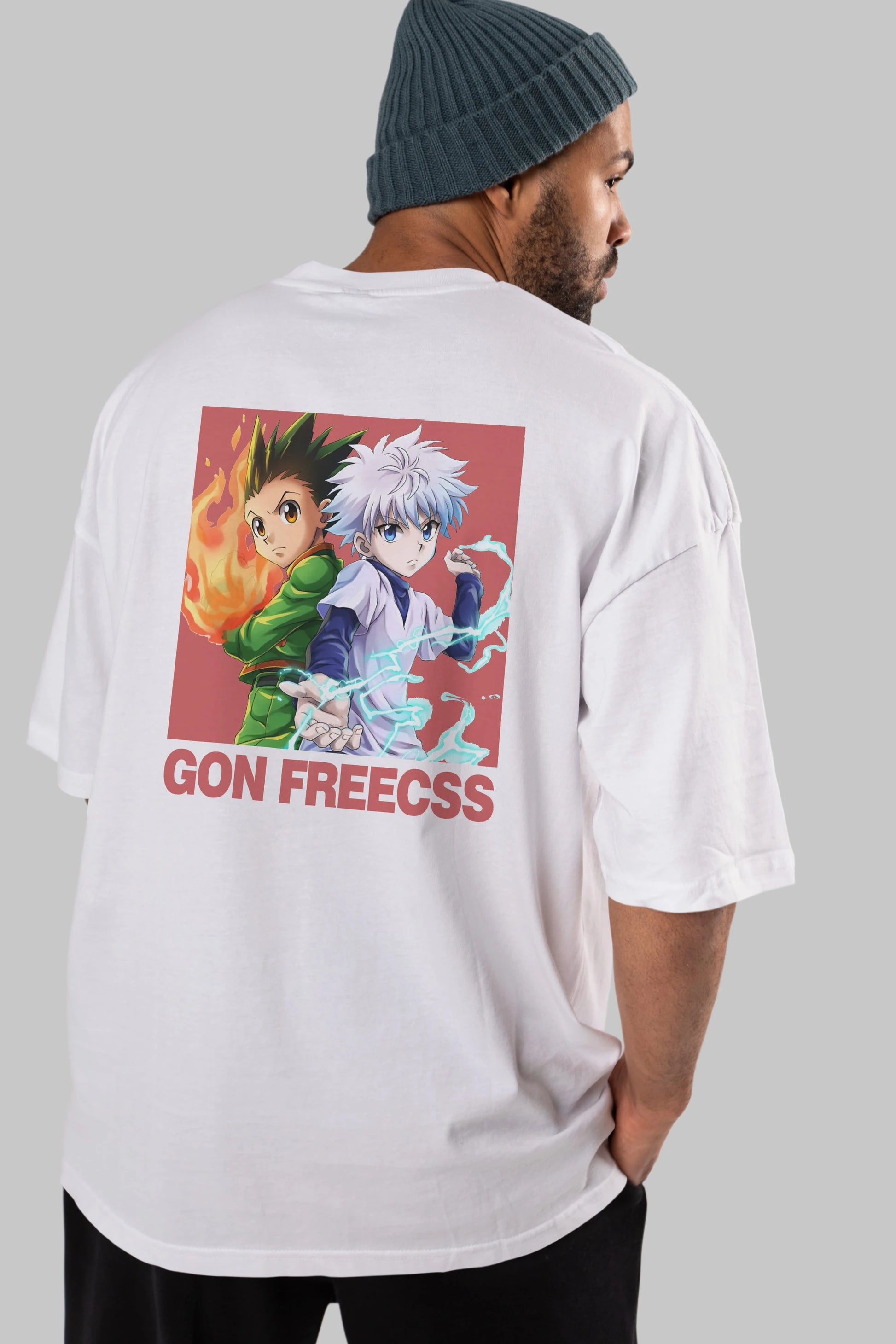 Gon Freecss HUNTER X HUNTER 4 Anime Arka Baskılı Oversize t-shirt Erkek Kadın Unisex