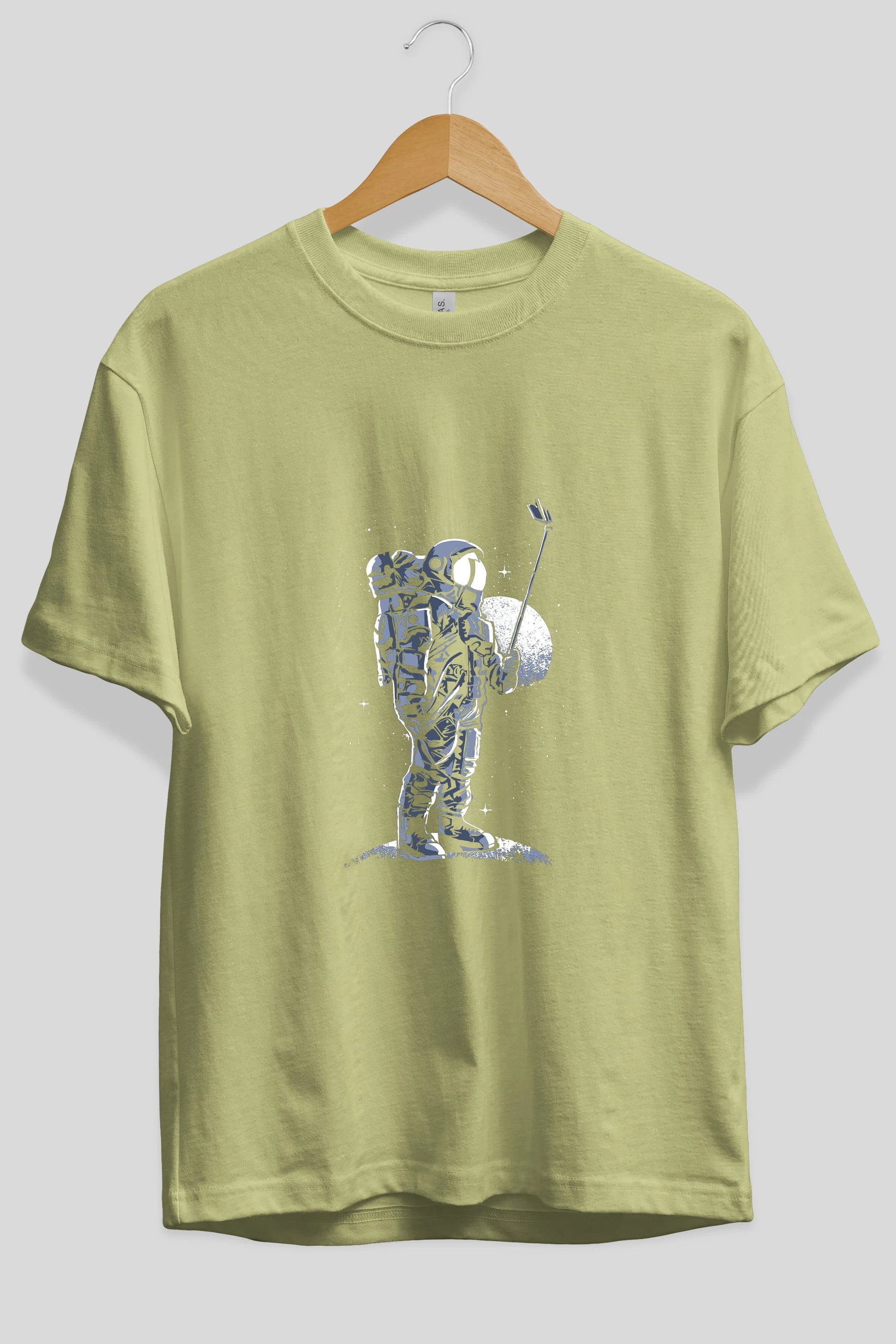 Selfie Astronaut Ön Baskılı Oversize t-shirt Erkek Kadın Unisex %100 Pamuk tişort