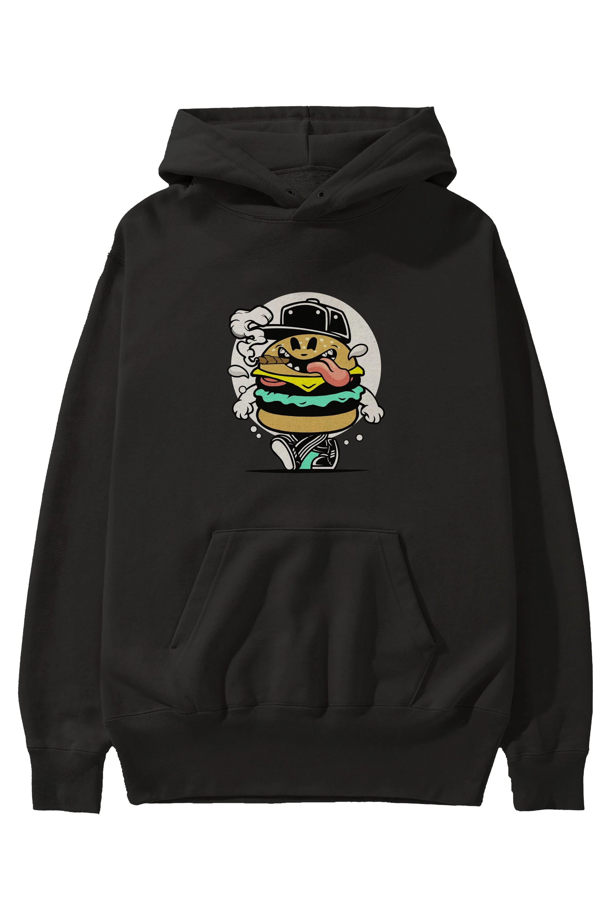 Burger Guy Ön Baskılı Hoodie Oversize Kapüşonlu Sweatshirt Erkek Kadın Unisex