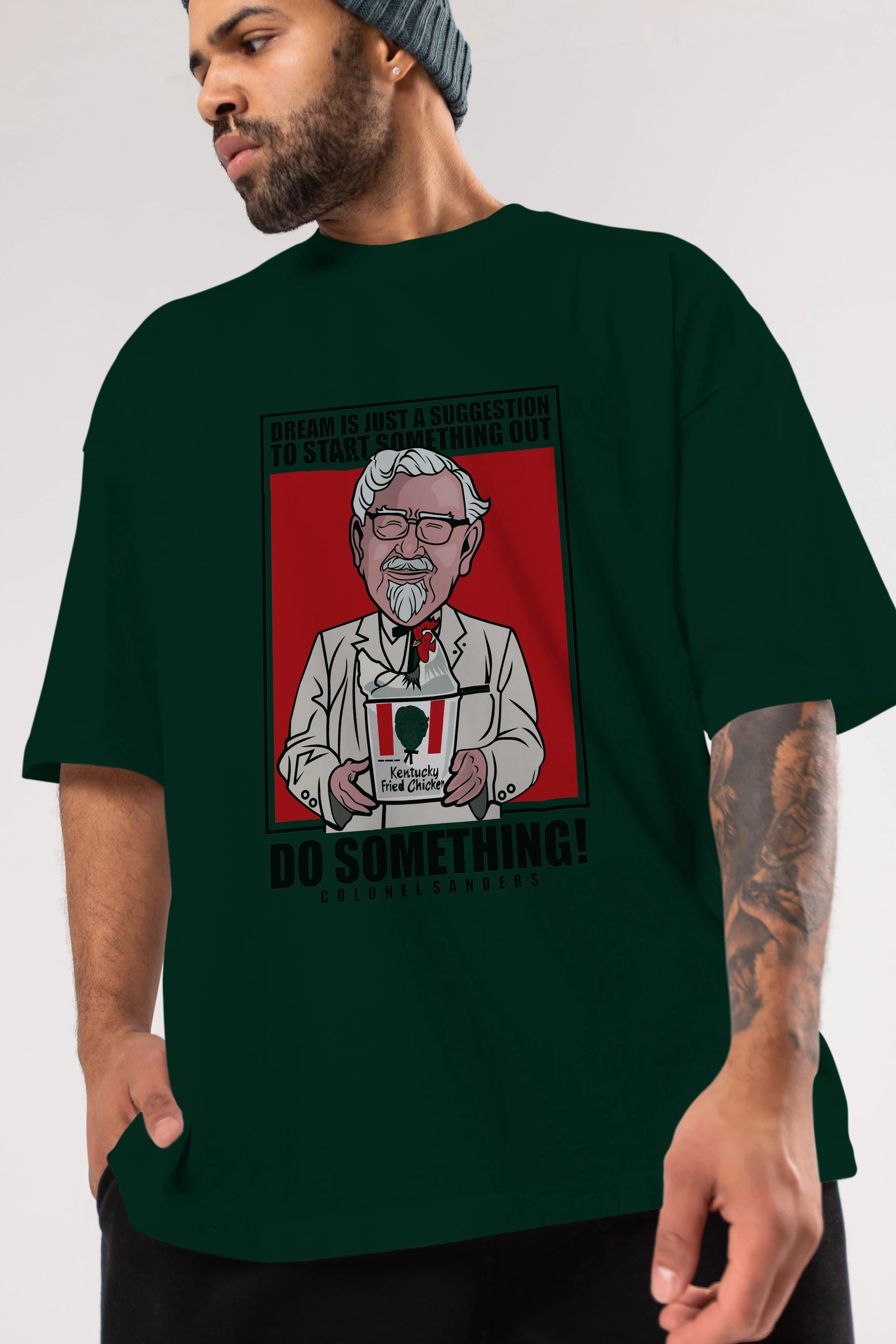 Colonel Sanders Ön Baskılı Oversize t-shirt Erkek Kadın Unisex %100 Pamuk tişort