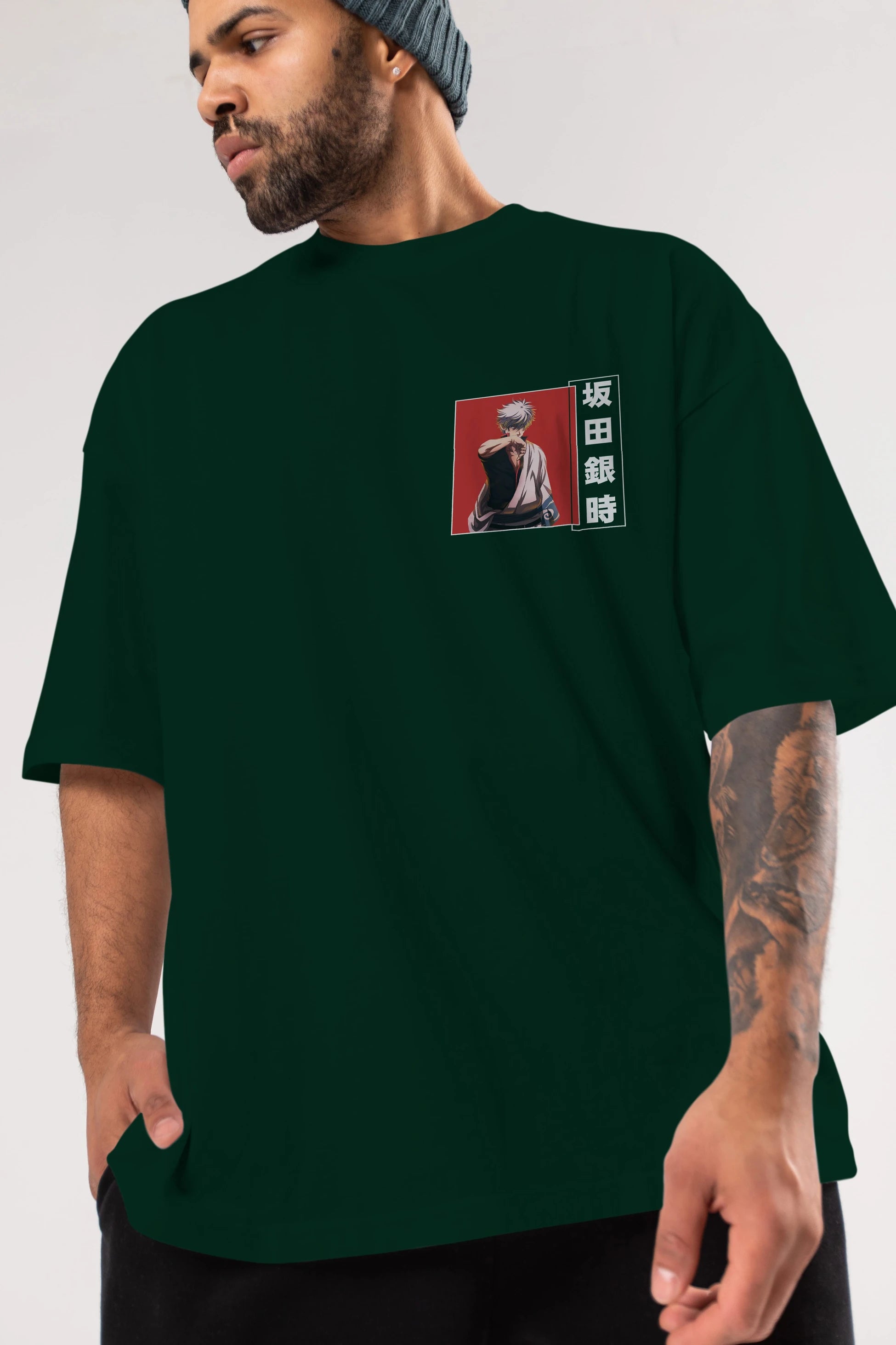 Gintoki Sakata GINTAMA 1 Ön Sol Baskılı Oversize t-shirt Erkek Kadın Unisex %100 Pamuk Bisiklet Yaka tişort
