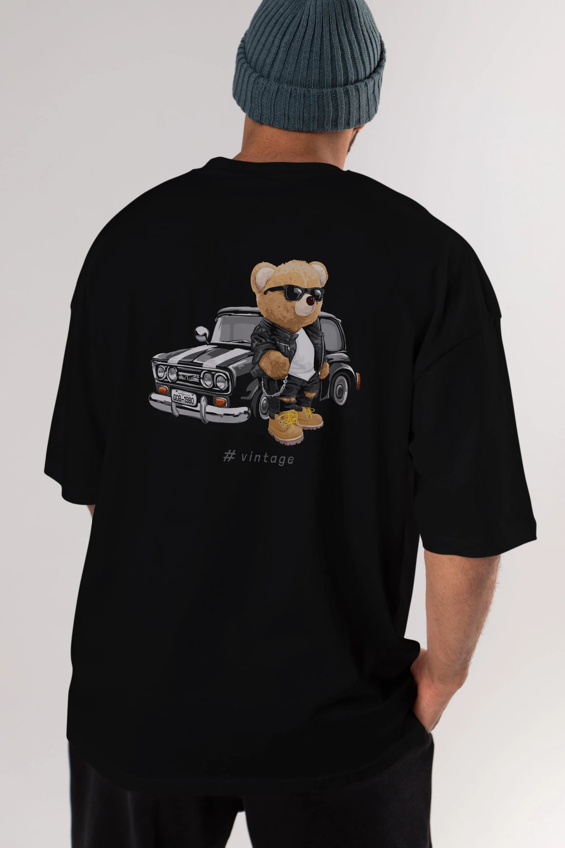 Teddy Bear Vintage Arka Baskılı Oversize t-shirt Erkek Kadın Unisex %100 Pamuk