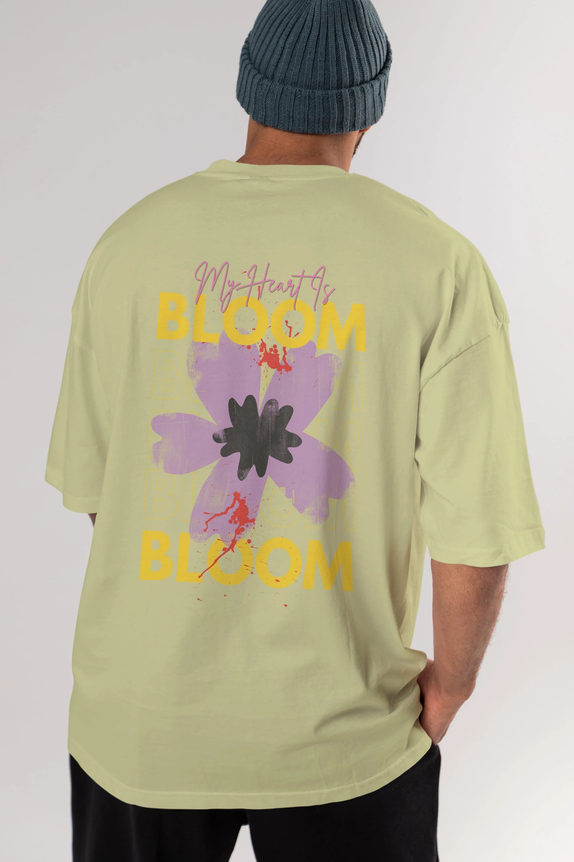 Bloom Yazılı Arka Baskılı Oversize t-shirt Erkek Kadın Unisex