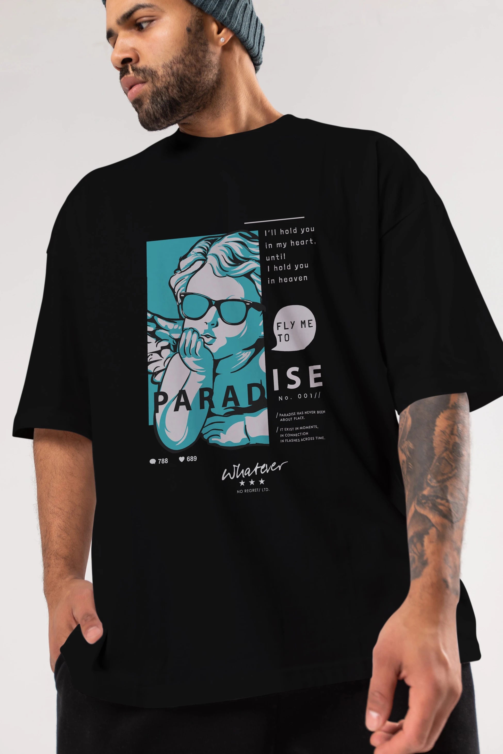 Paradise Fly to Me Ön Baskılı Oversize t-shirt Erkek Kadın Unisex