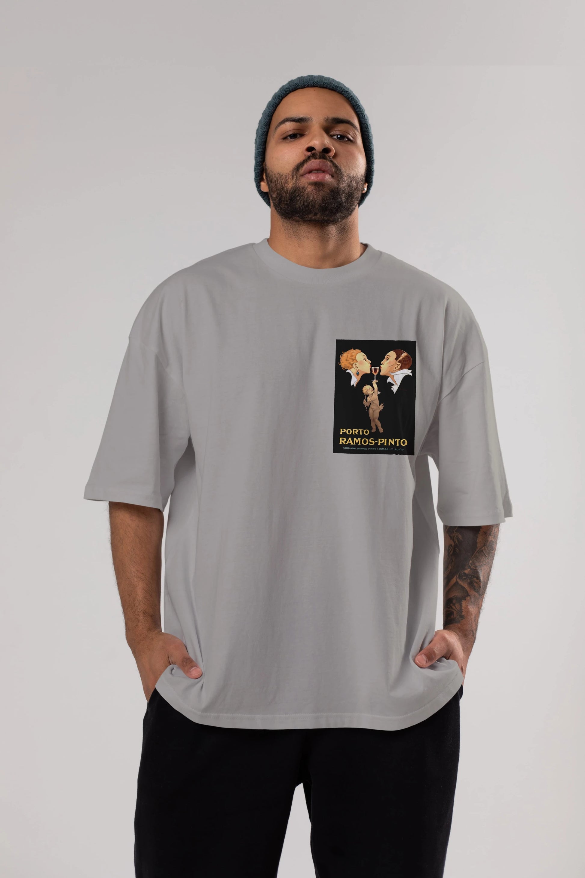 Porto Ramos Pinto Ön Sol Baskılı Oversize t-shirt Erkek Kadın Unisex %100 Pamuk Bisiklet Yaka tişort