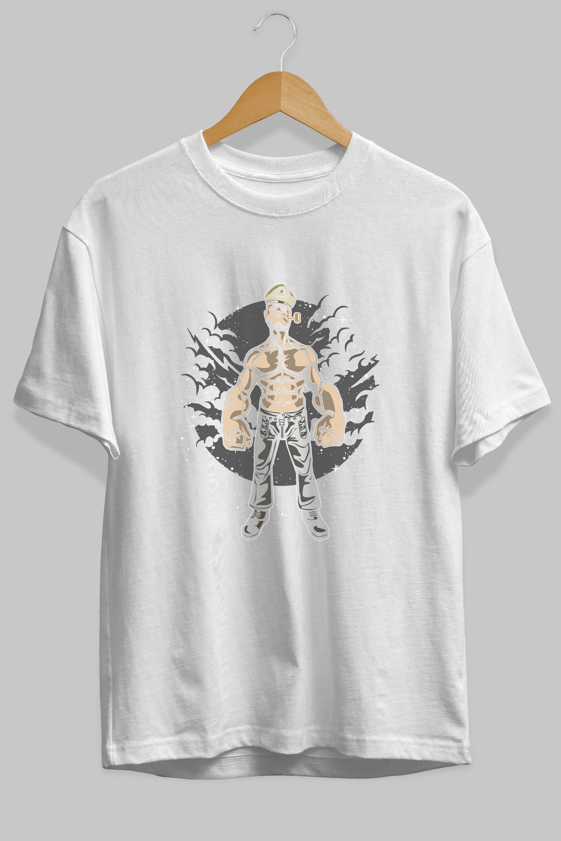 Popeye Ön Baskılı Oversize t-shirt Erkek Kadın Unisex %100 Pamuk tişort