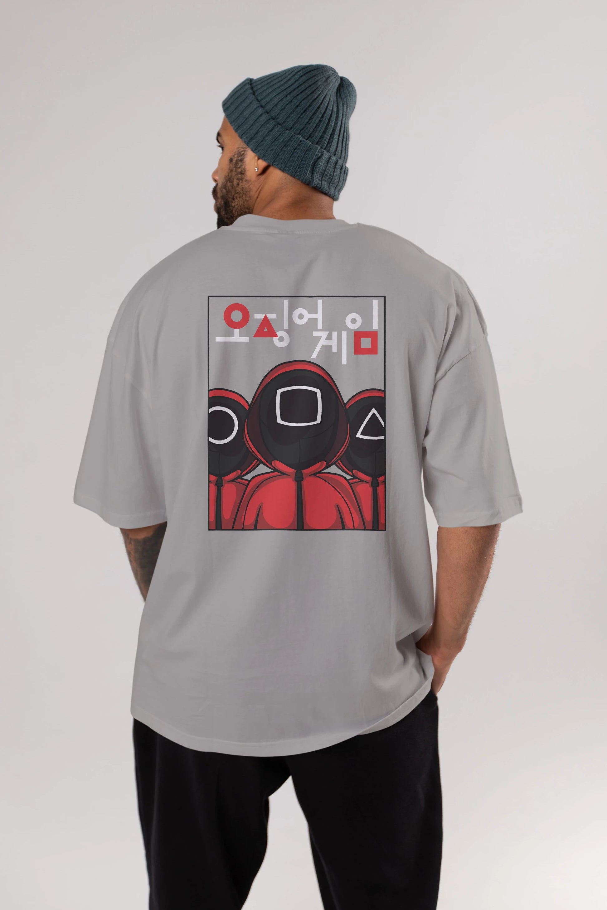 Squid Game (7) Arka Baskılı Oversize t-shirt Erkek Kadın Unisex %100 Pamuk Bisiklet Yaka tişort