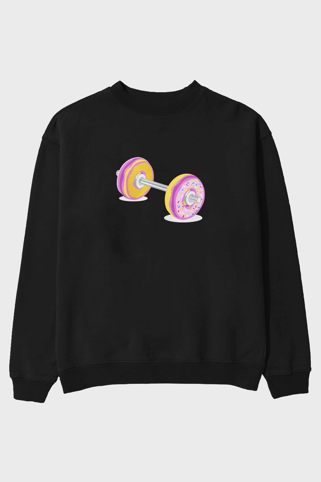 Donut Barbell Ön Baskılı Oversize Sweatshirt Erkek Kadın Unisex