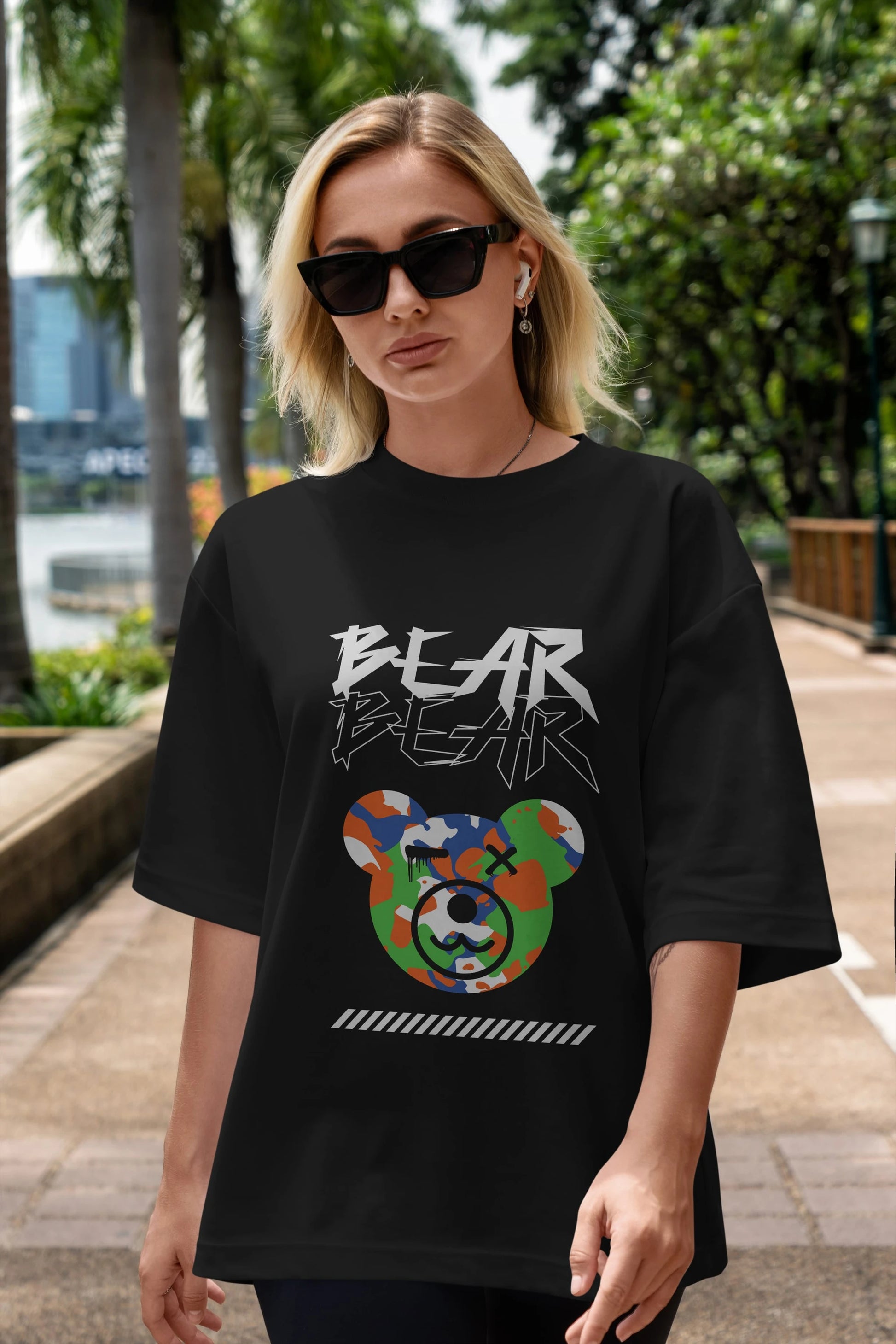 Bear Bear Ön Baskılı Oversize t-shirt Erkek Kadın Unisex