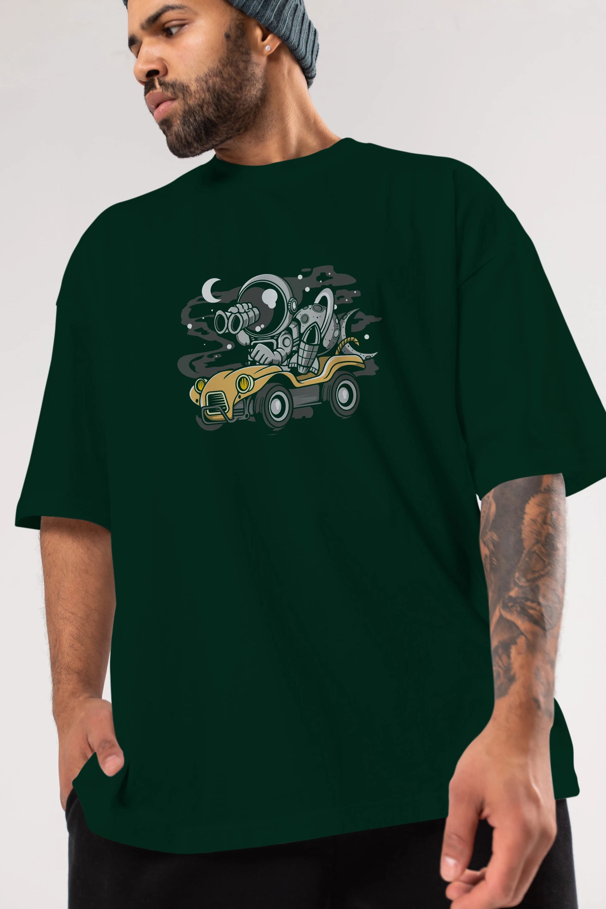 Astronaut Adventure Ön Baskılı Oversize t-shirt Erkek Kadın Unisex