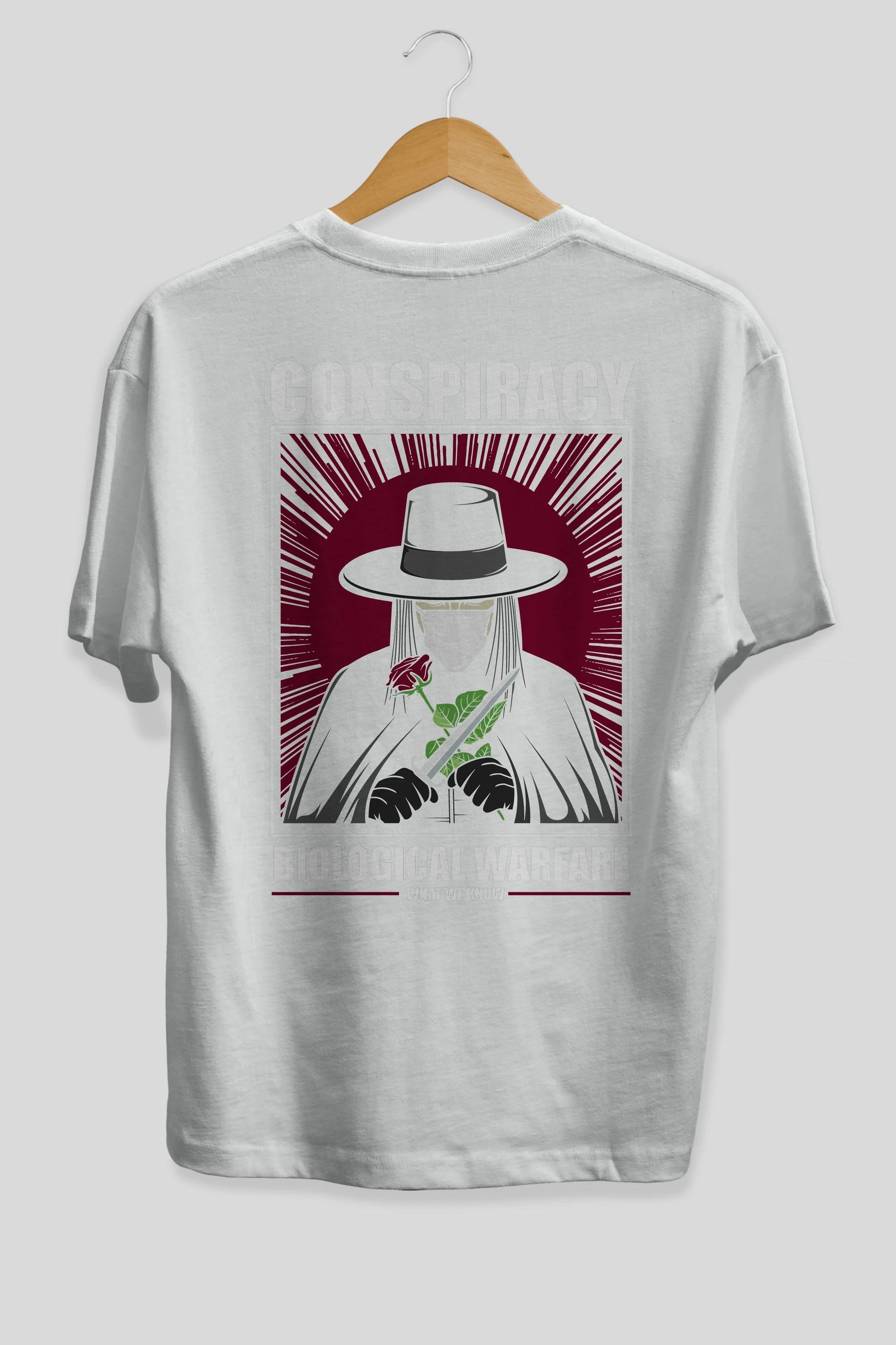 Vendetta Masker Arka Baskılı Oversize t-shirt Erkek Kadın Unisex %100 Pamuk tişort