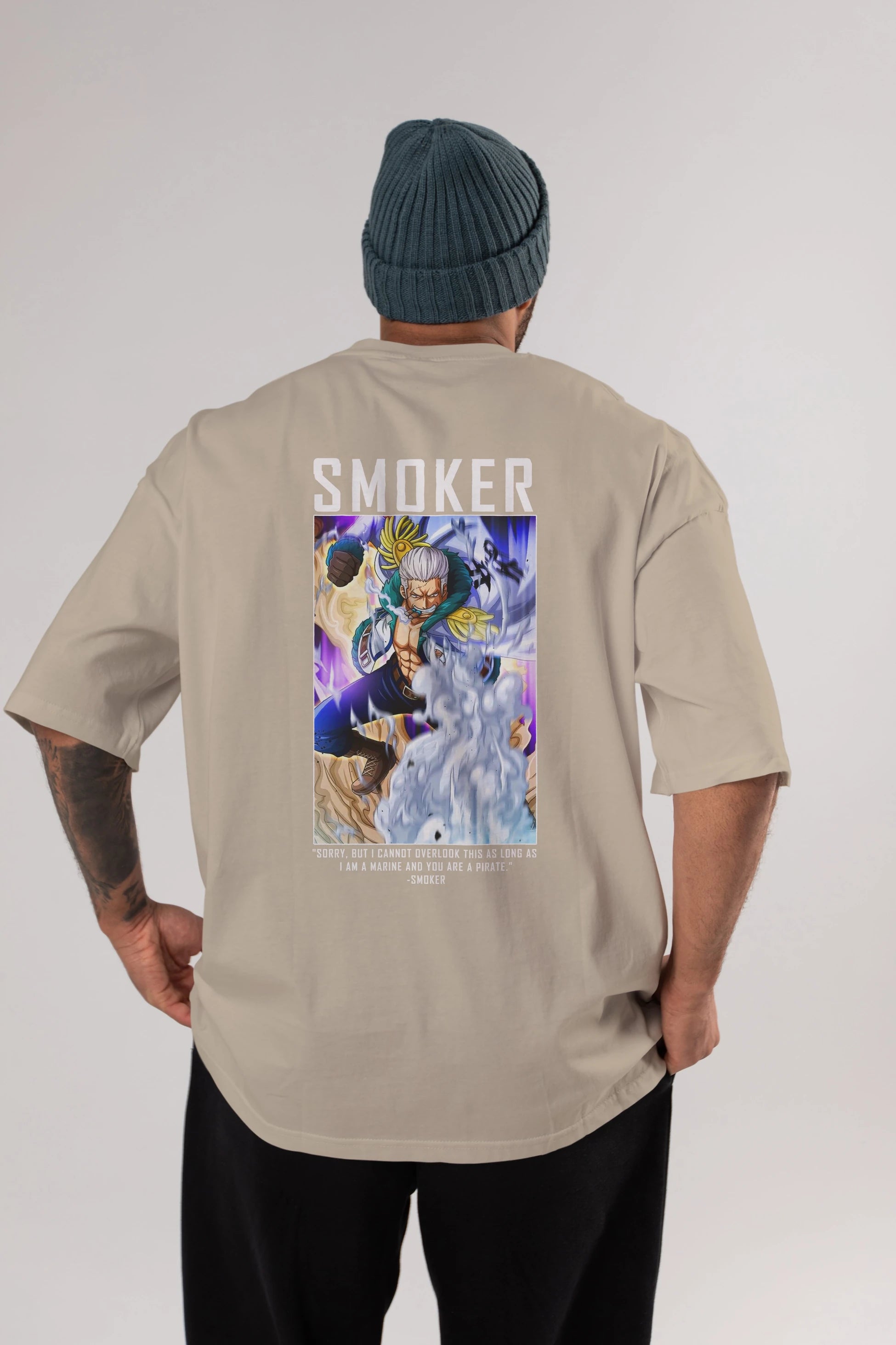Smoker Anime Arka Baskılı Oversize t-shirt Erkek Kadın Unisex %100 pamuk tişort