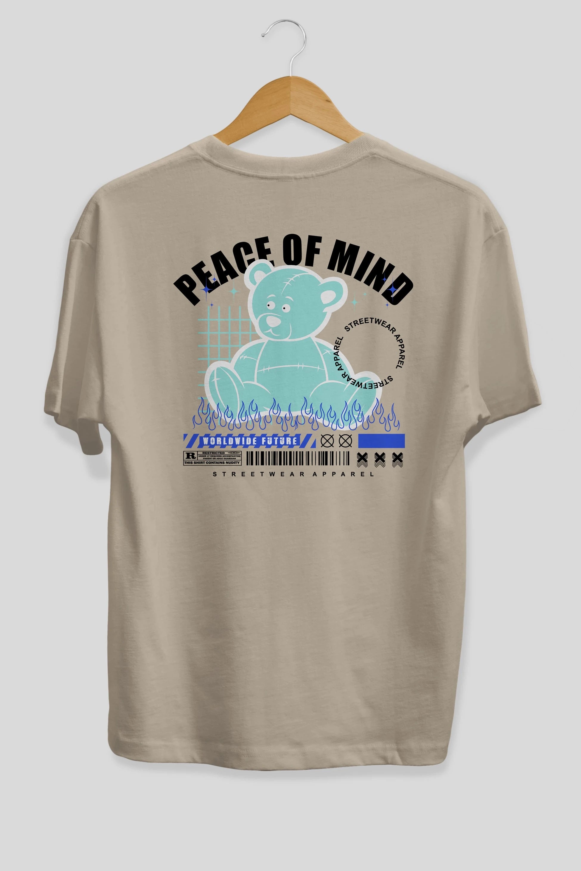 Teddy Bear Peace of Mind Arka Baskılı Oversize t-shirt Erkek Kadın Unisex