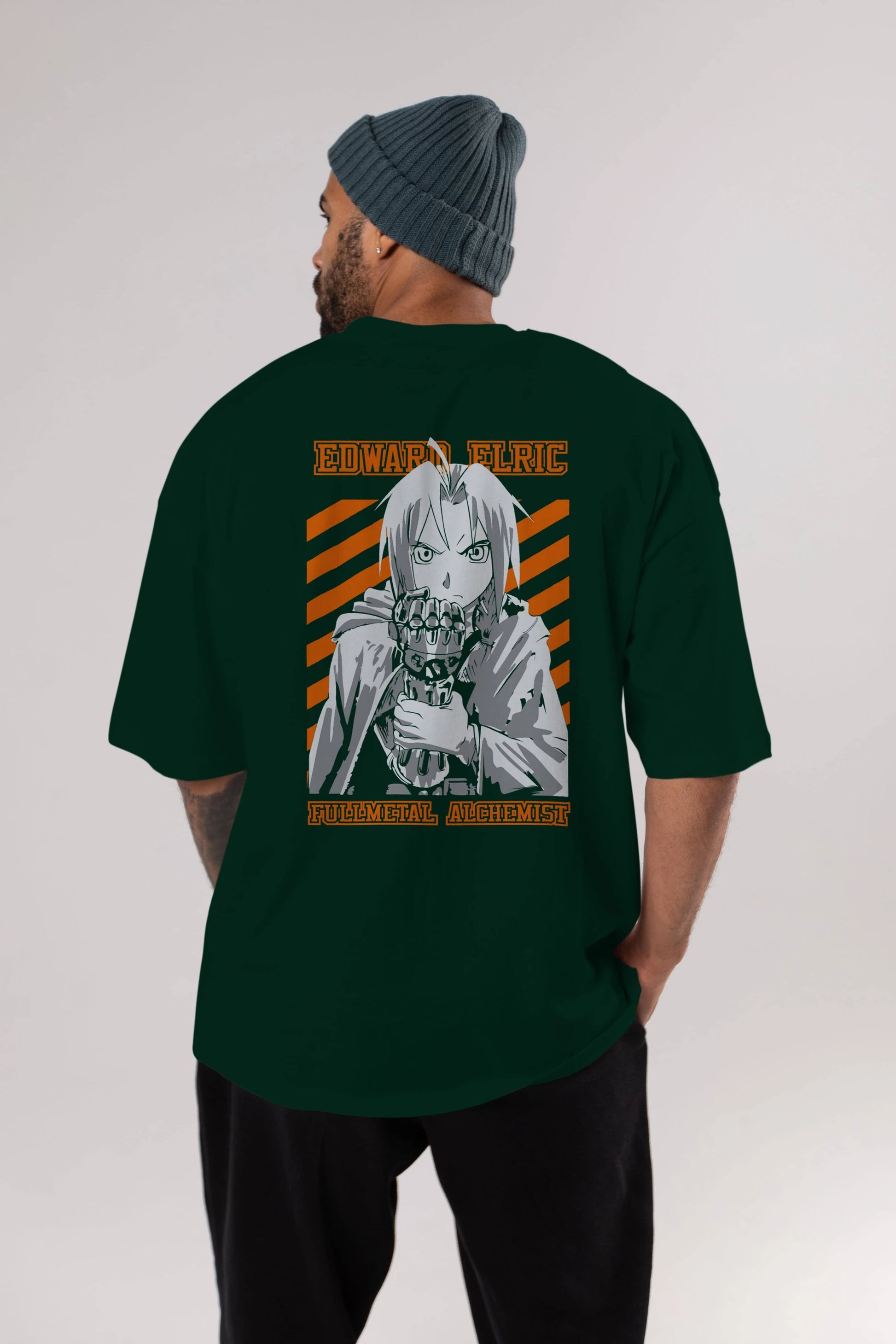 EDWARD ELRIC Anime Arka Baskılı Oversize t-shirt Erkek Kadın Unisex