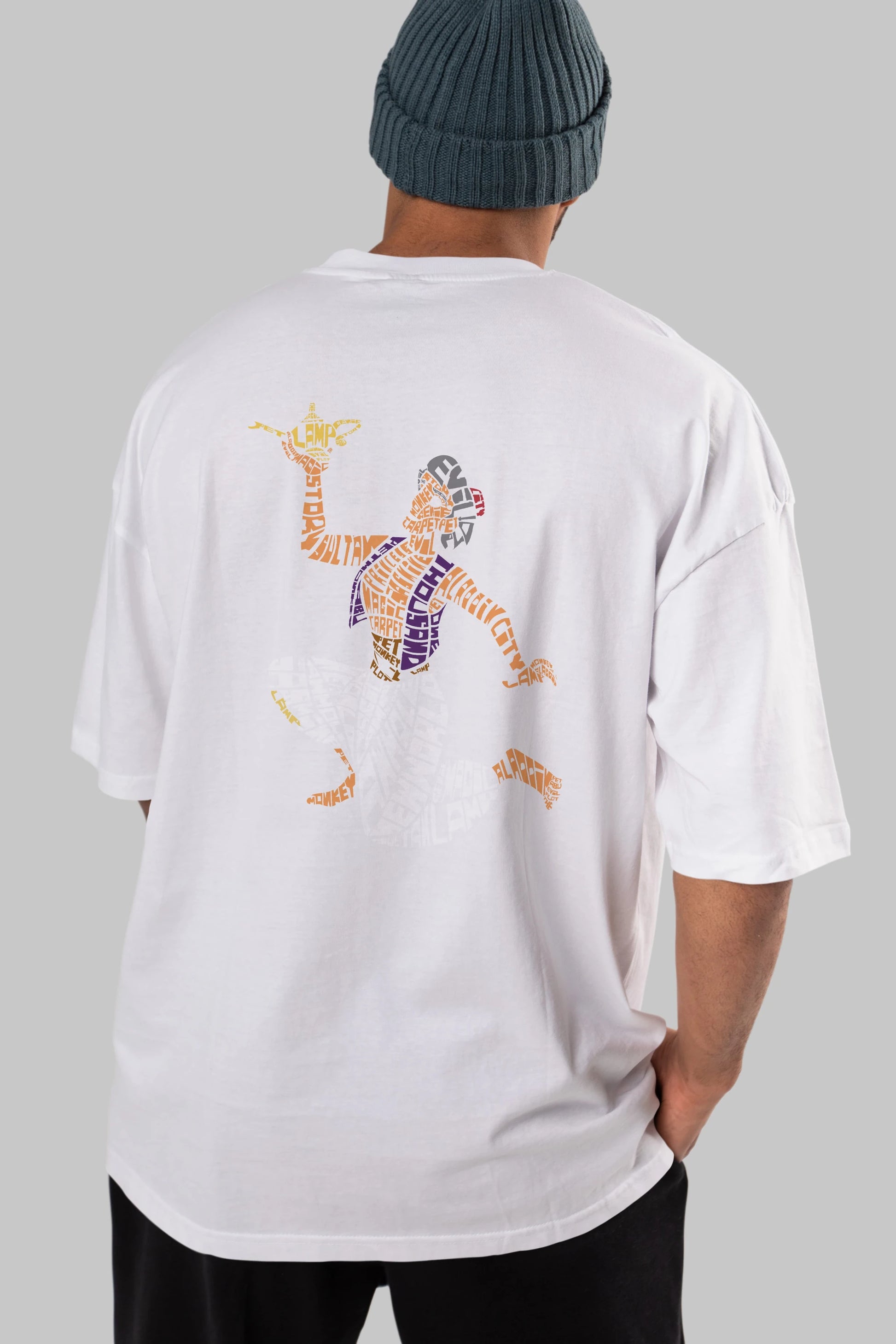 Aladdin Arka Baskılı Oversize t-shirt %100 pamuk Erkek Kadın Unisex