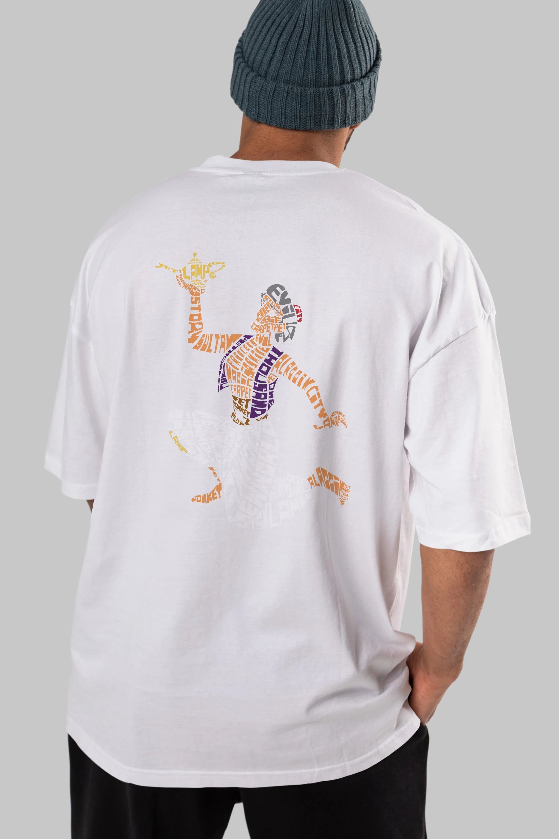 Aladdin Arka Baskılı Oversize t-shirt %100 pamuk Erkek Kadın Unisex