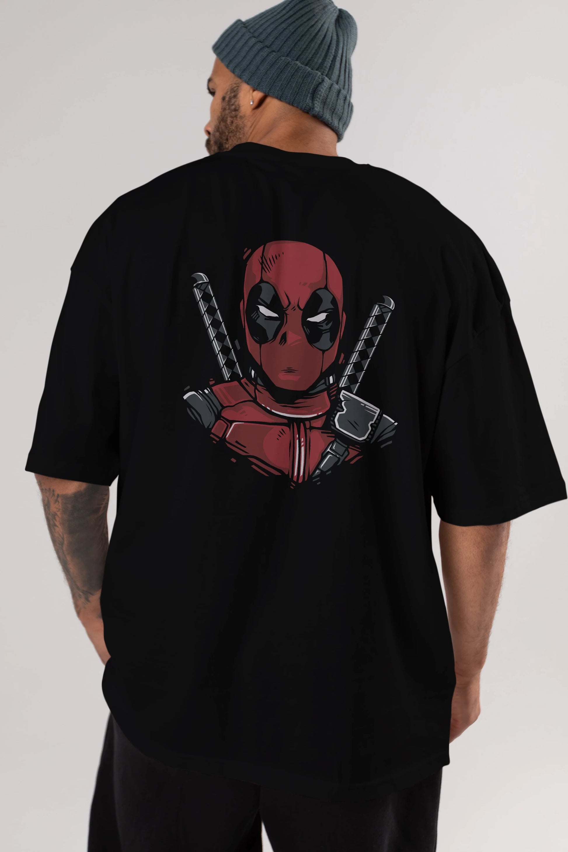 Deadpool (4) Arka Baskılı Oversize t-shirt Erkek Kadın Unisex %100 Pamuk Bisiklet Yaka tişort