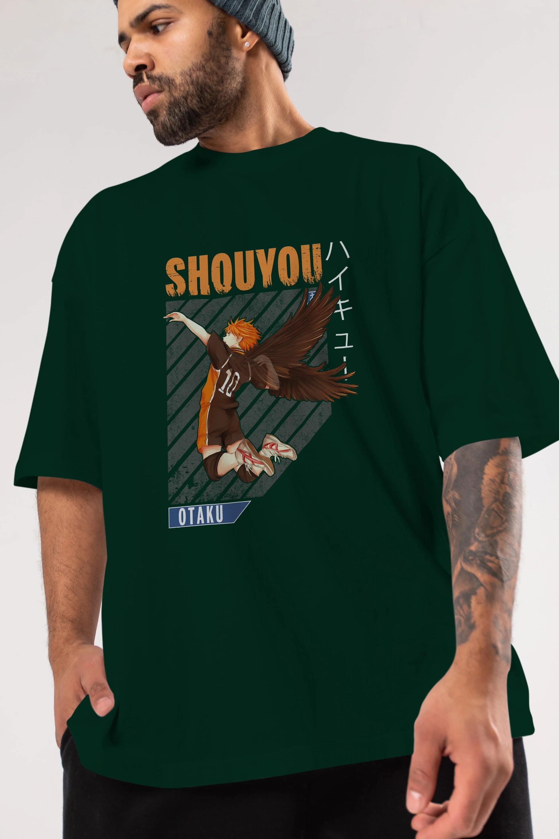 Shouyou Hinata 10 Anime Ön Baskılı Oversize t-shirt %100 pamuk Erkek Kadın Unisex