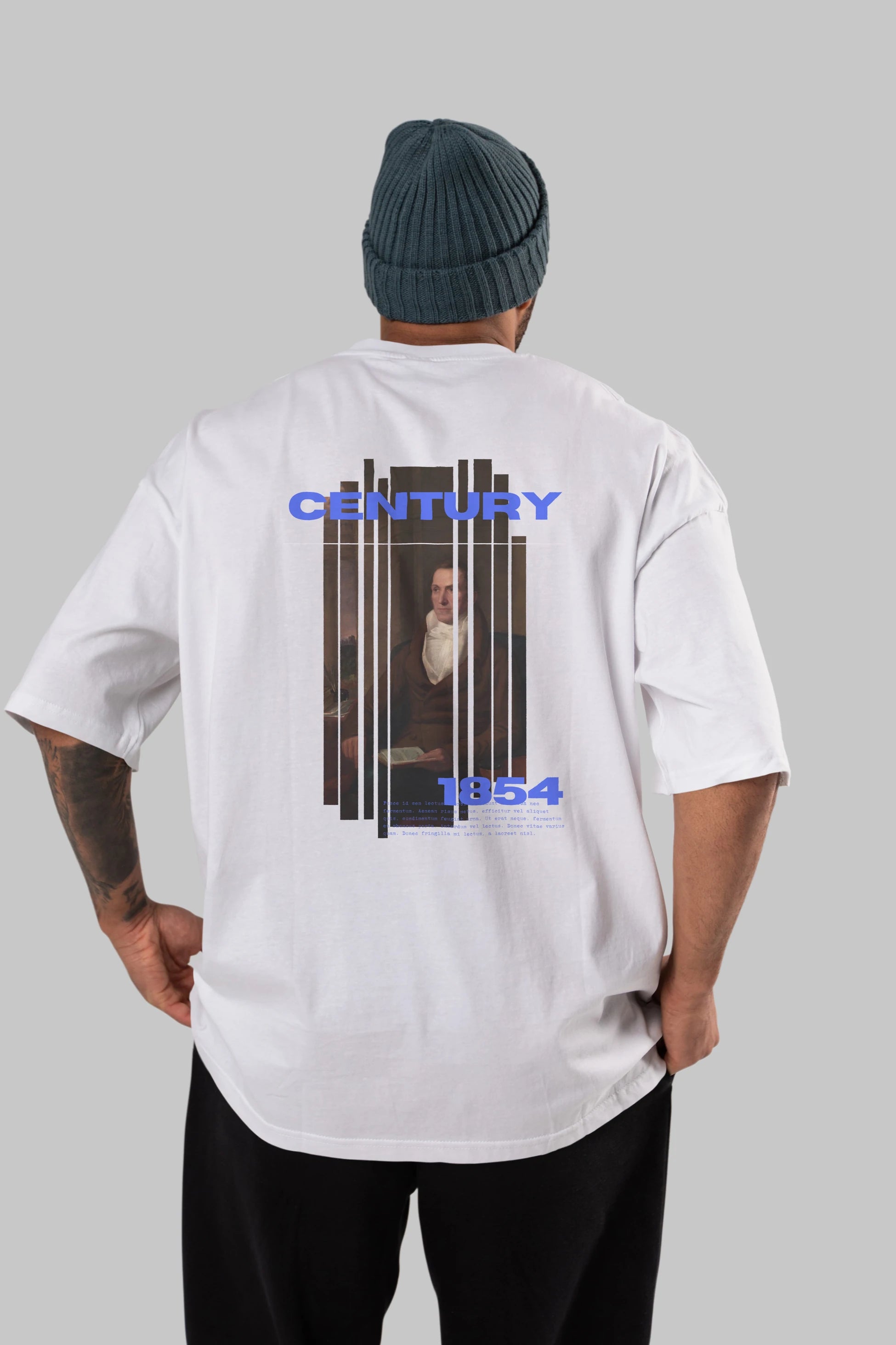 Century 1854 Yazılı Arka Baskılı Oversize t-shirt Erkek Kadın Unisex