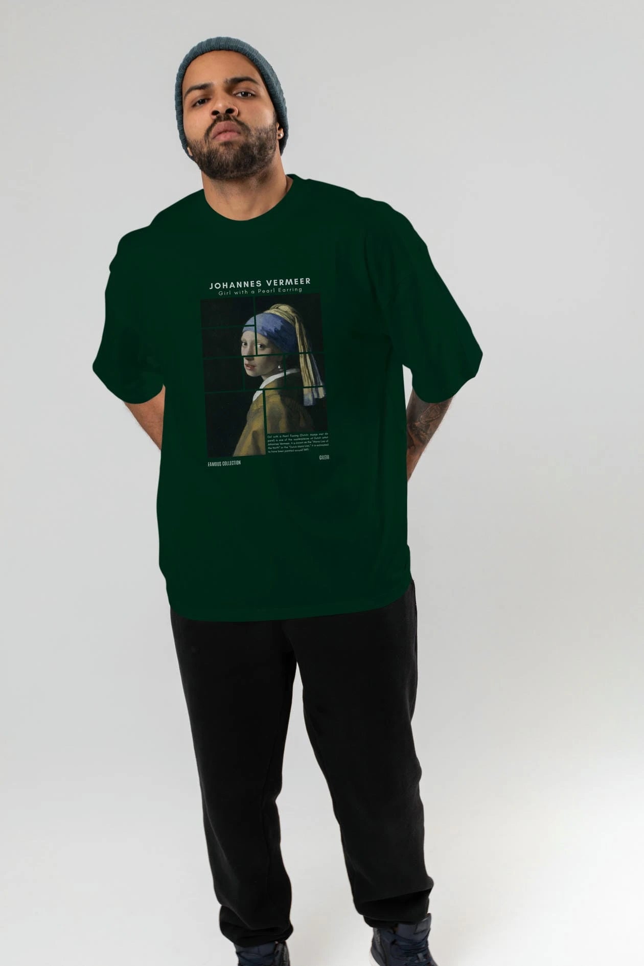 Johannes Vermeer ön Baskılı Oversize t-shirt Erkek Kadın Bisiklet Yaka Pamuk tişort