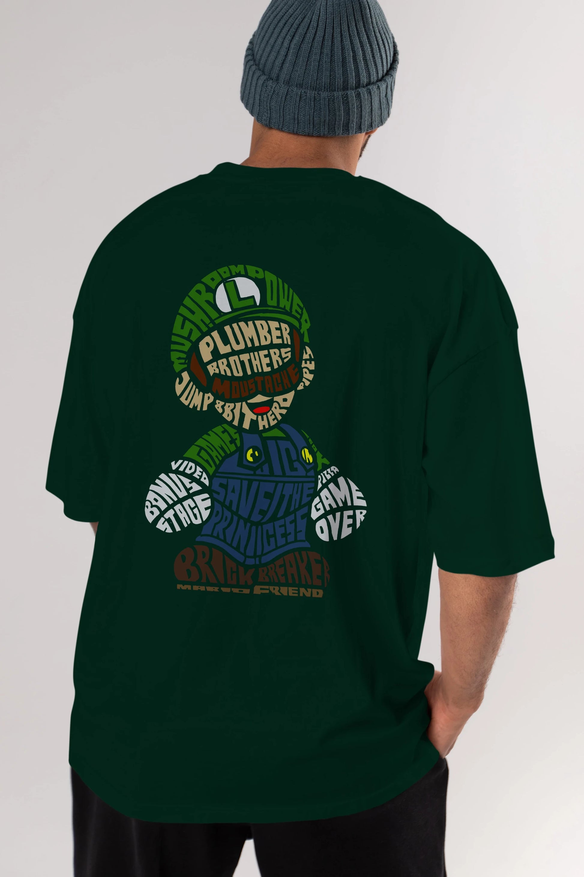 Plumber Brothers Arka Baskılı Oversize t-shirt %100 pamuk Erkek Kadın Unisex