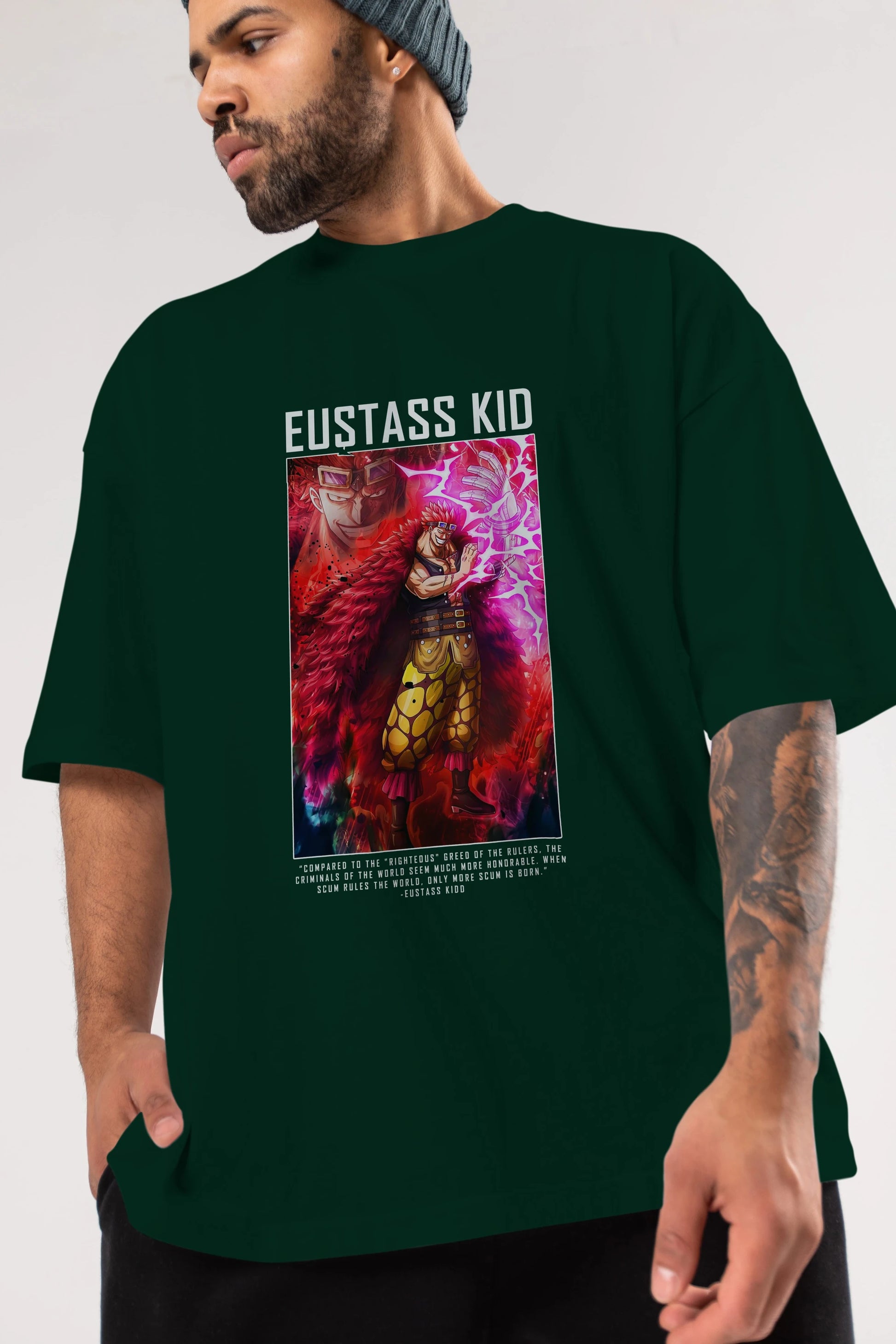 Eustass Kid Anime Ön Baskılı Oversize t-shirt Erkek Kadın Unisex