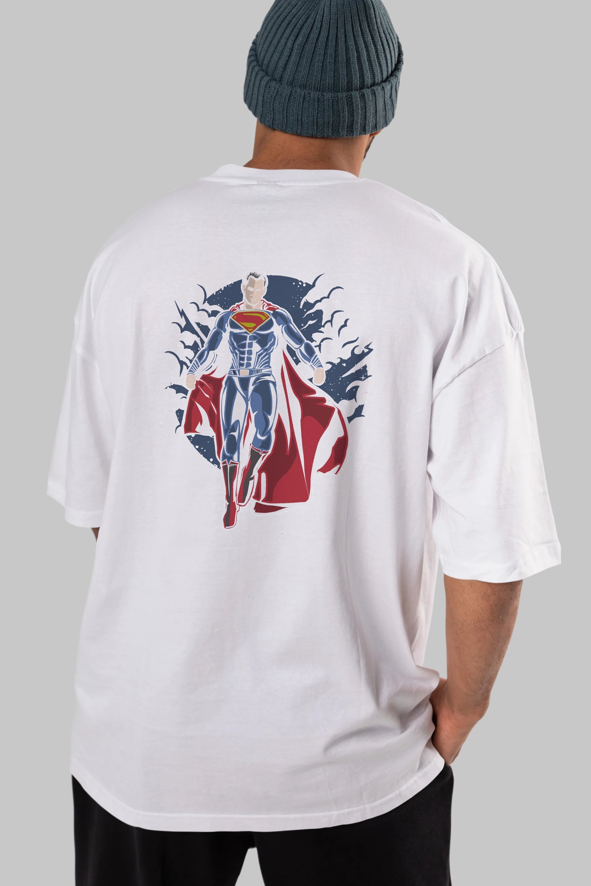 SUPERMAN Arka Baskılı Oversize t-shirt Erkek Kadın Unisex %100 Pamuk