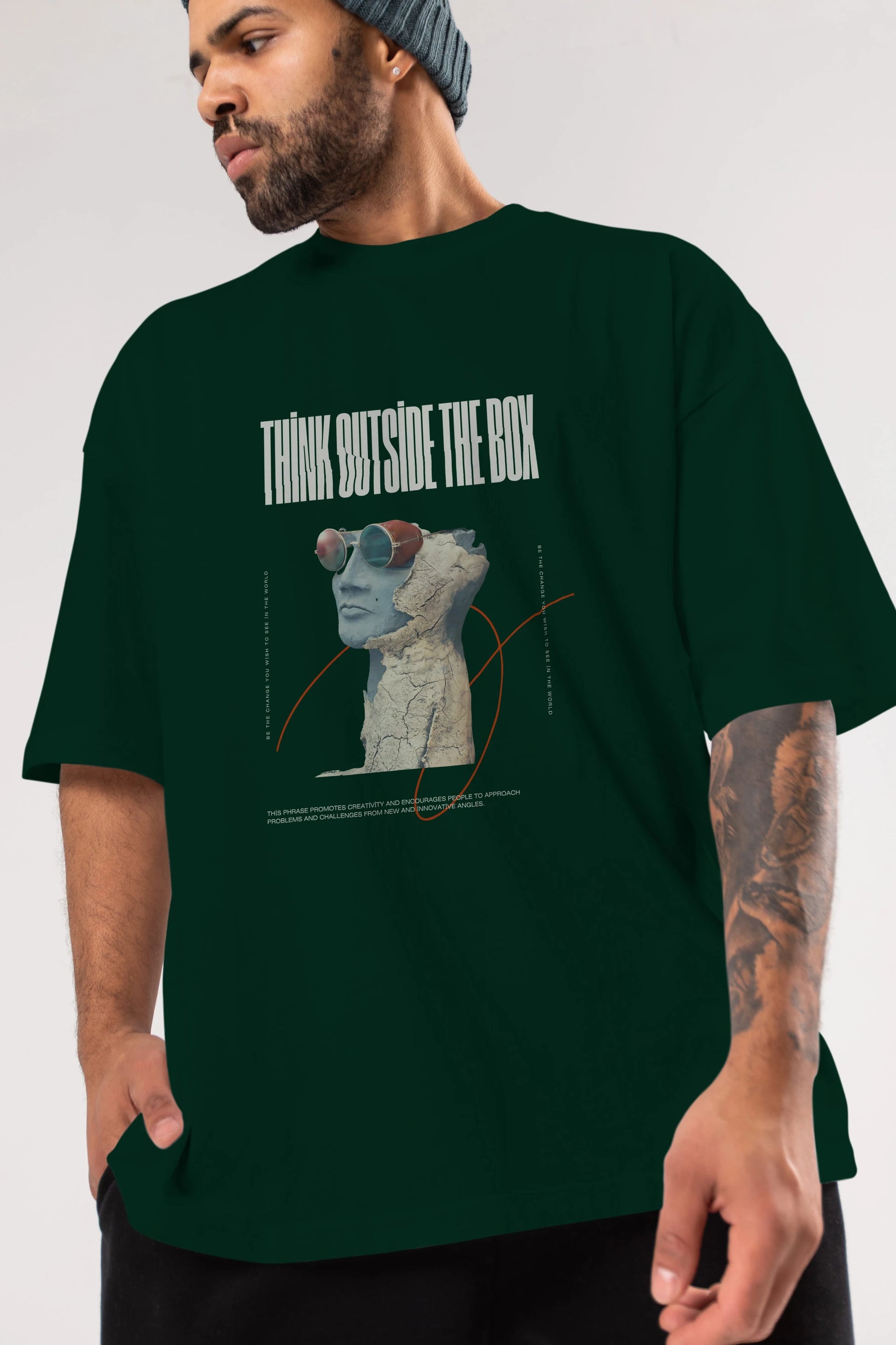 Think Outside The Box Ön Baskılı Oversize t-shirt Erkek Kadın Unisex