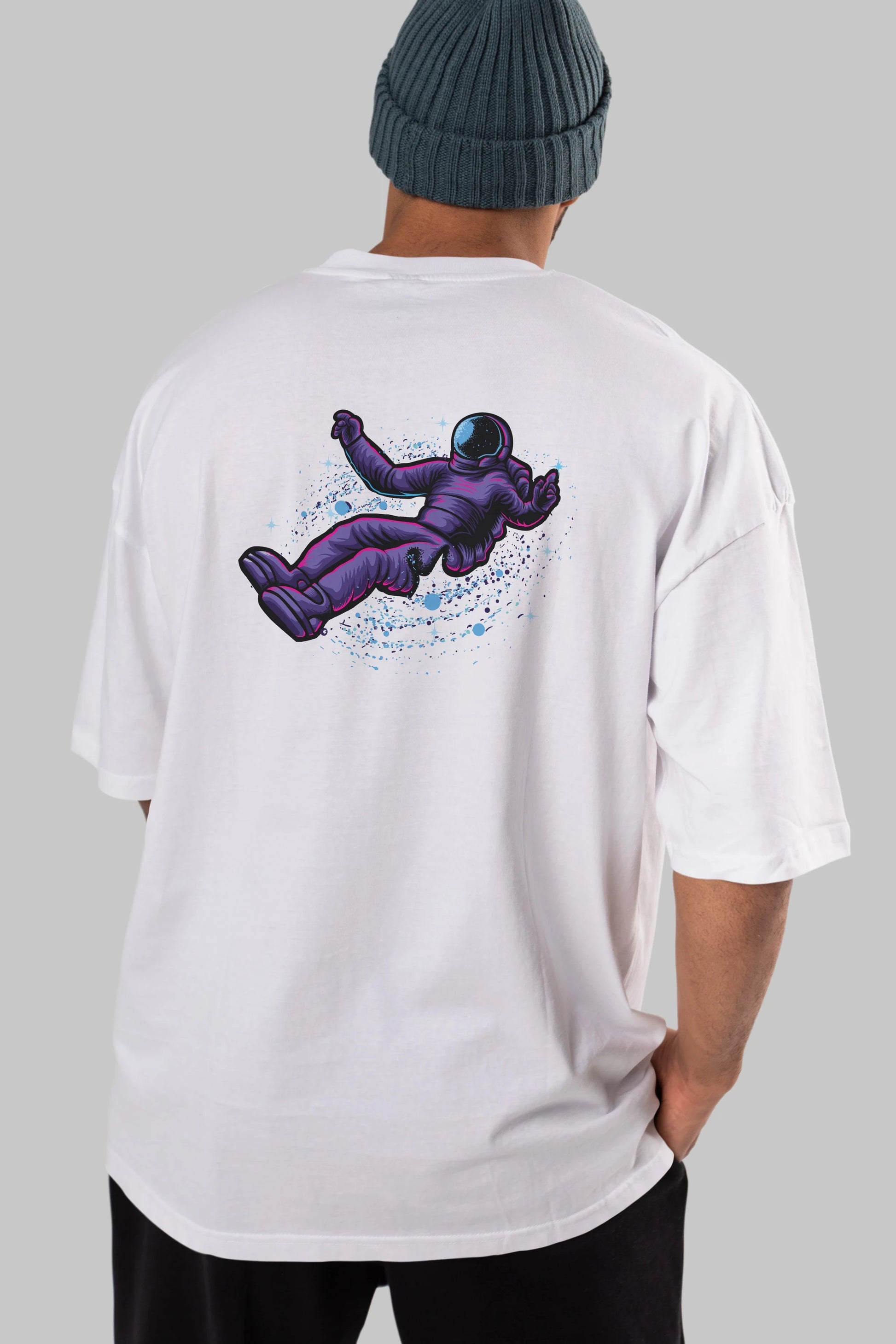 Having fun in outer space Arka Baskılı Oversize t-shirt Erkek Kadın Unisex