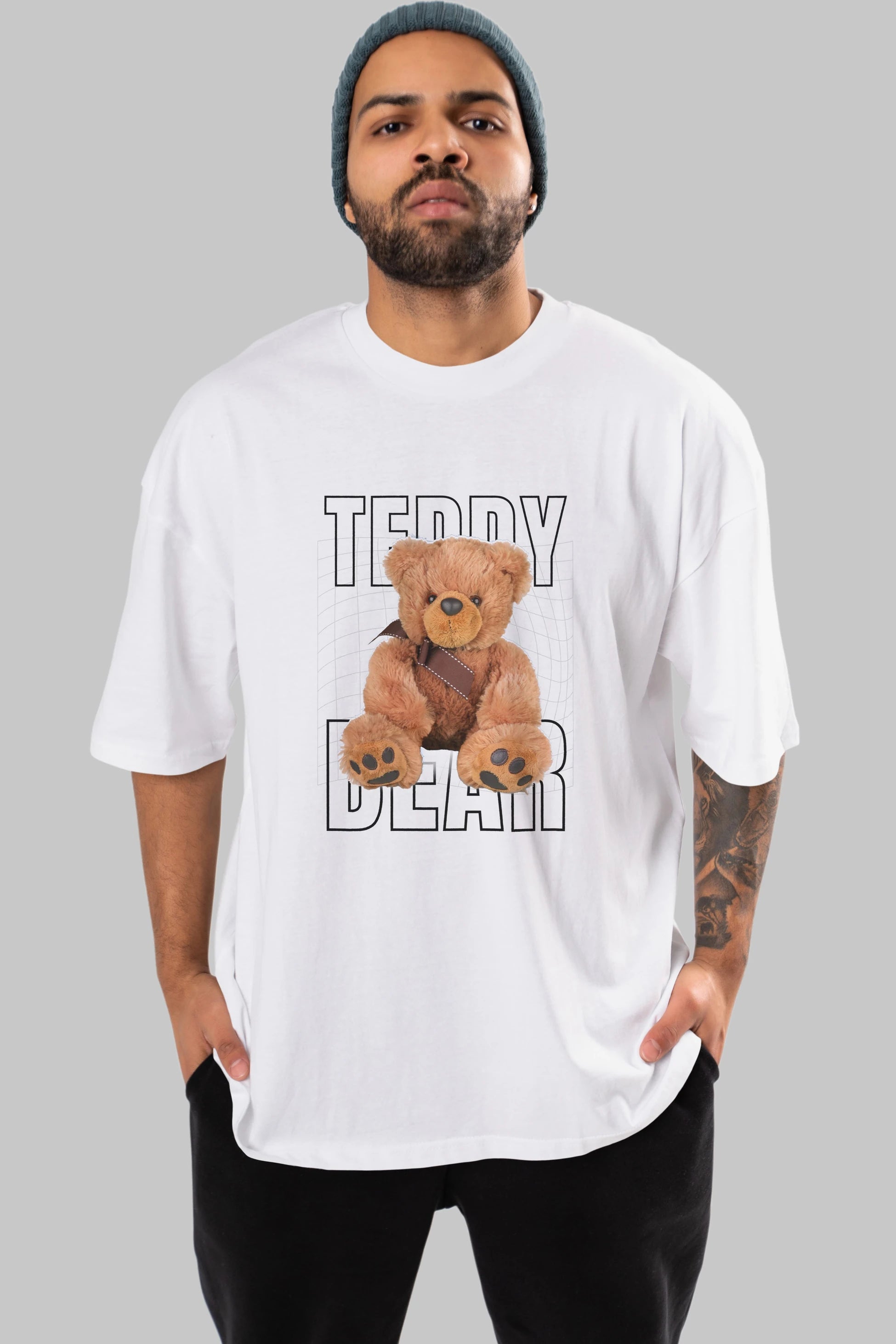 Teddy Bear Yazılı Ön Baskılı Oversize t-shirt Erkek Kadın Unisex