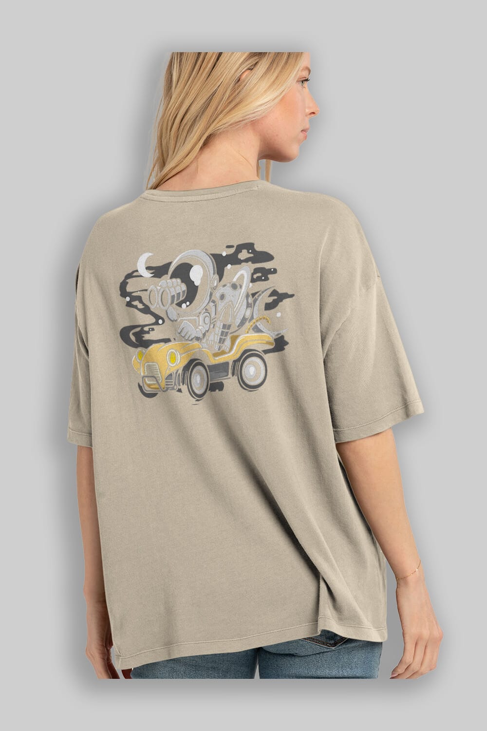 Astronaut Adventure Arka Baskılı Oversize t-shirt Erkek Kadın Unisex