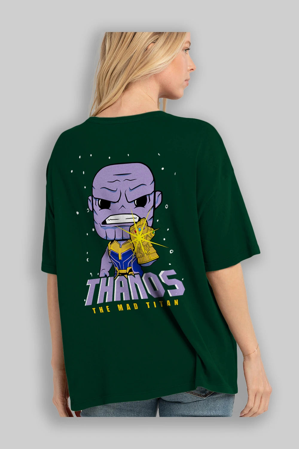 Thanos (1) Arka Baskılı Oversize t-shirt Erkek Kadın Unisex %100 Pamuk Bisiklet Yaka tişort