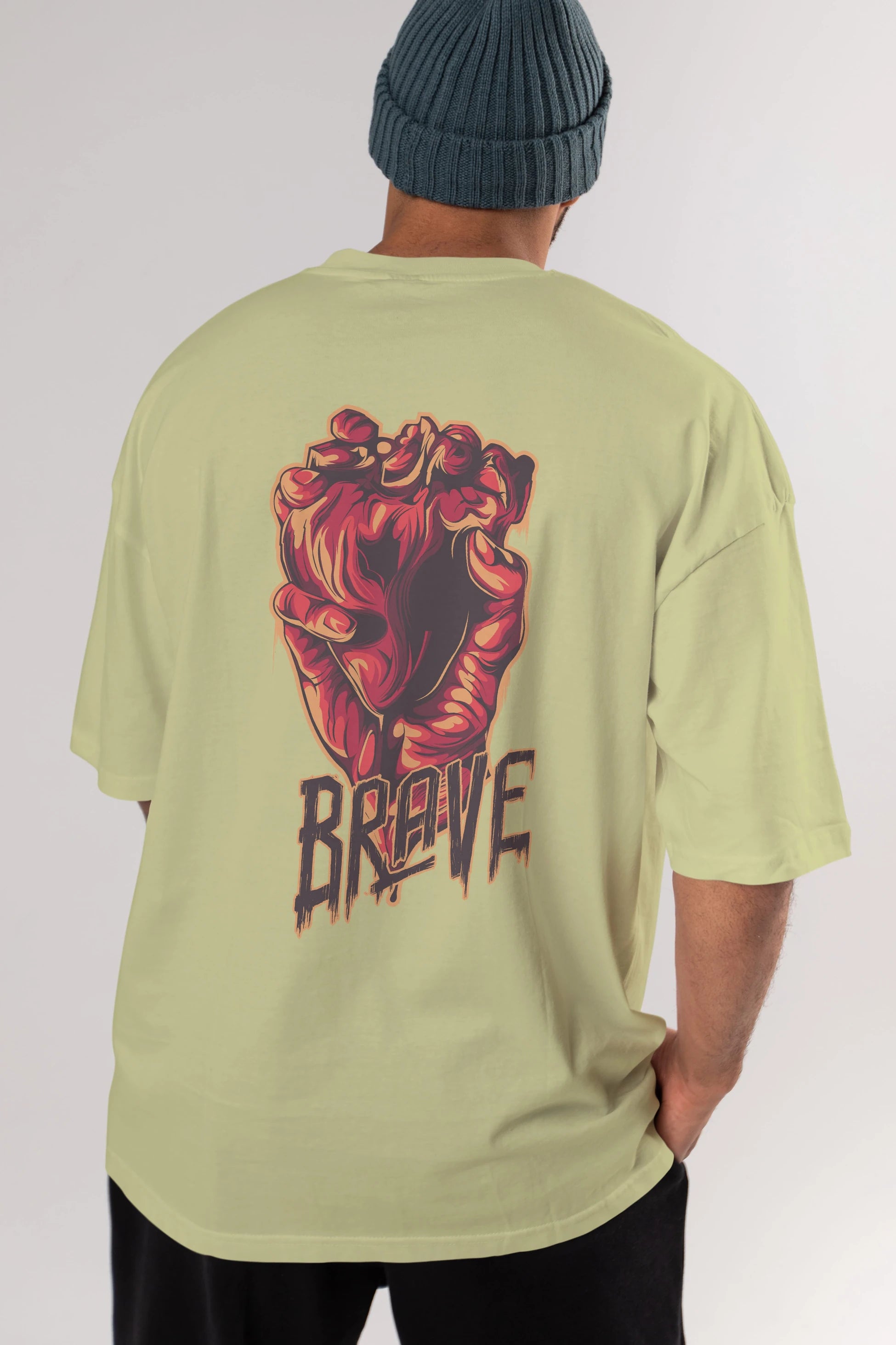 Brave Streetwear Arka Baskılı Oversize t-shirt Erkek Kadın Unisex