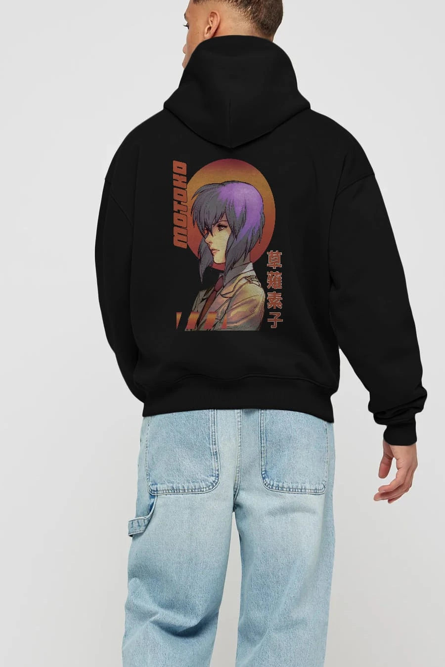 Motoko Kusanagi 10 Anime Arka Baskılı Hoodie Oversize Kapüşonlu Sweatshirt Erkek Kadın Unisex