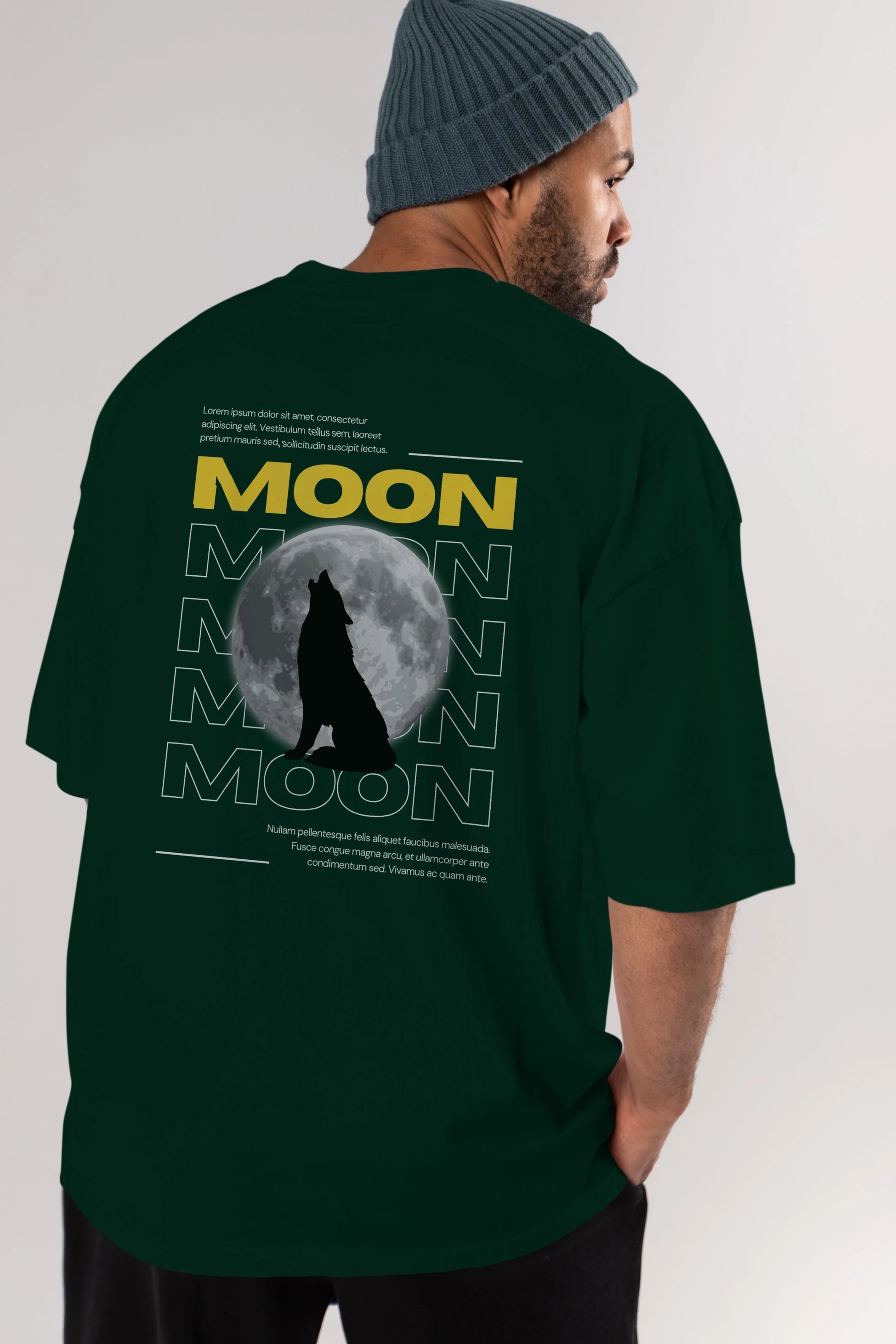 Moon Arka Baskılı Oversize t-shirt Erkek Kadın Unisex
