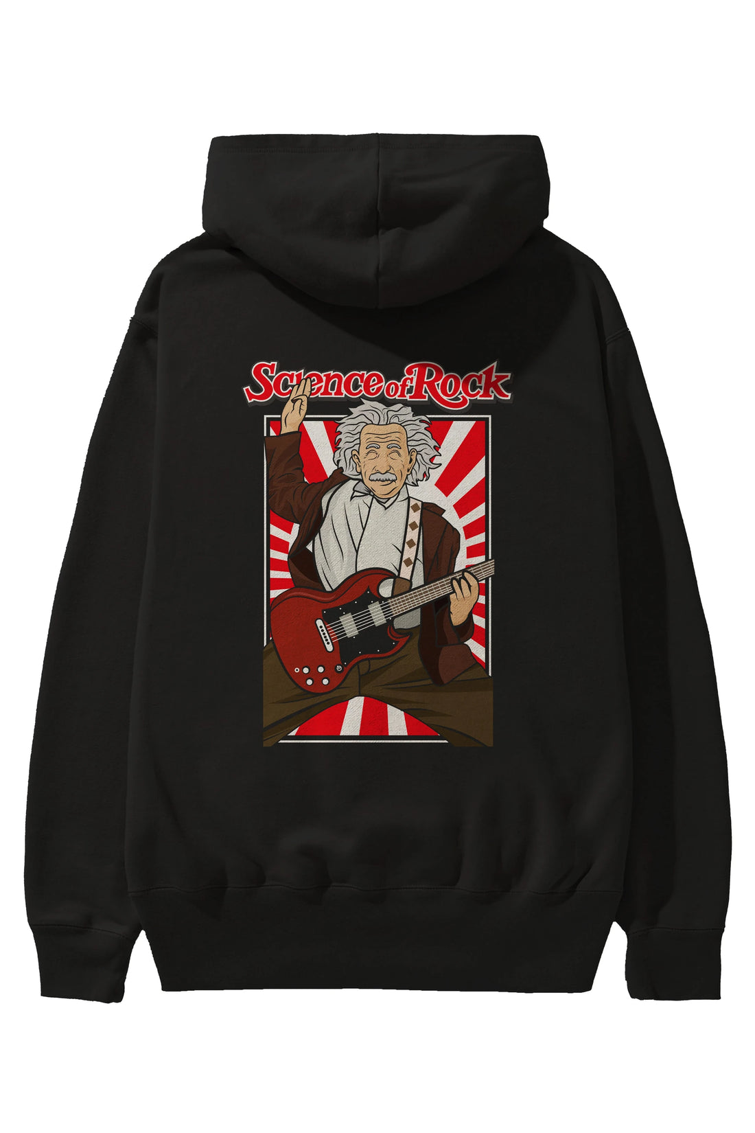 Einstein Science Of Rock Arka Baskılı Hoodie Oversize Kapüşonlu Sweatshirt Erkek Kadın Unisex