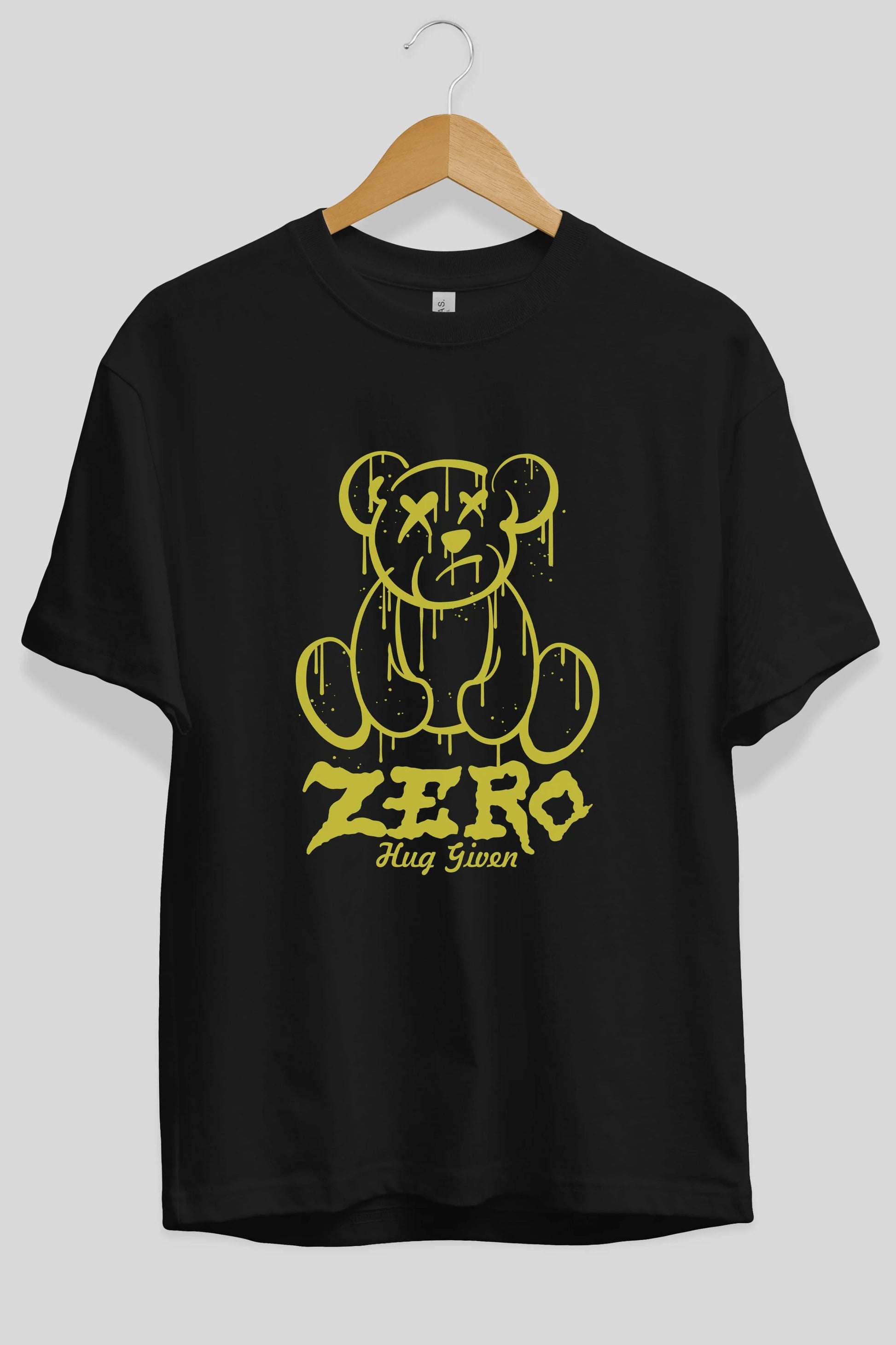 Zero Hug Given Bear Ön Baskılı Oversize t-shirt Erkek Kadın Unisex