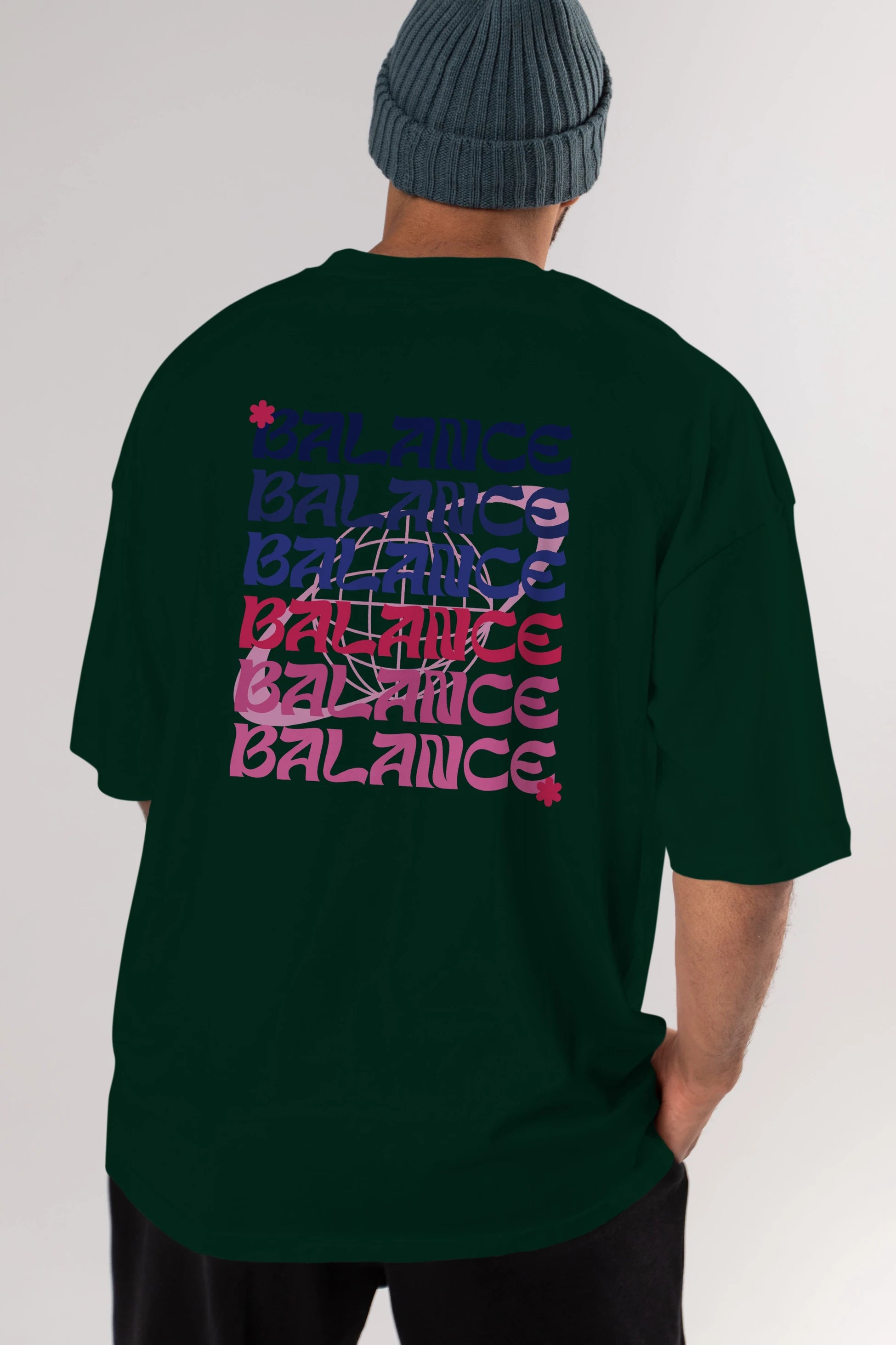 Balance Yazılı Arka Baskılı Oversize t-shirt Erkek Kadın Unisex