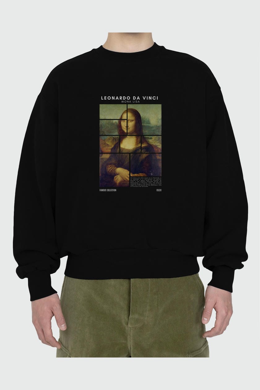 Leonardo Da Vinci Mona Lisa ön Baskılı Oversize Sweatshirt Erkek Kadın Unisex