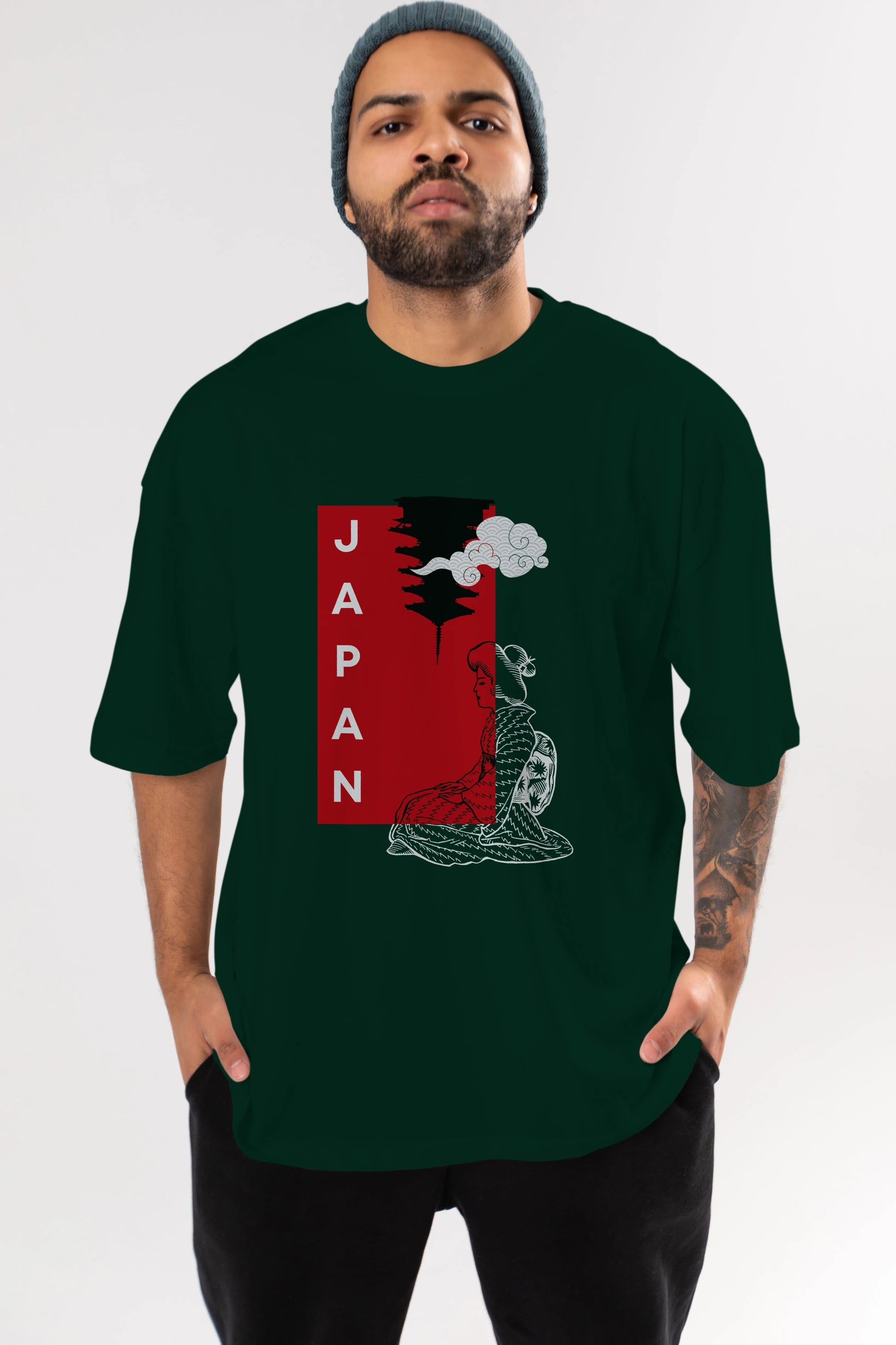 Japan Yazılı Streetwear Ön Baskılı Oversize t-shirt Erkek Kadın Unisex