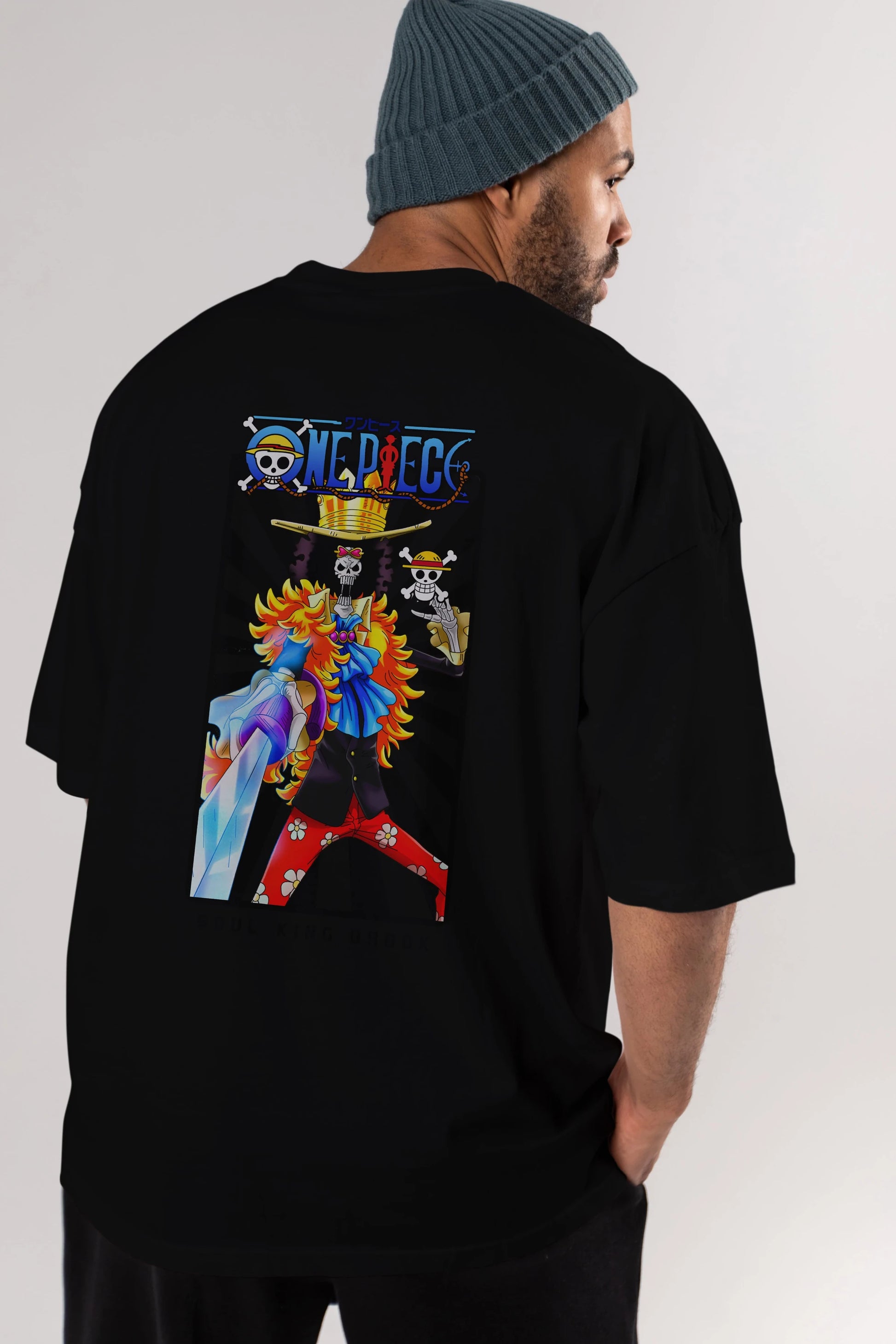 Brook Anime Arka Baskılı Oversize t-shirt Erkek Kadın Unisex %100 pamuk tişort