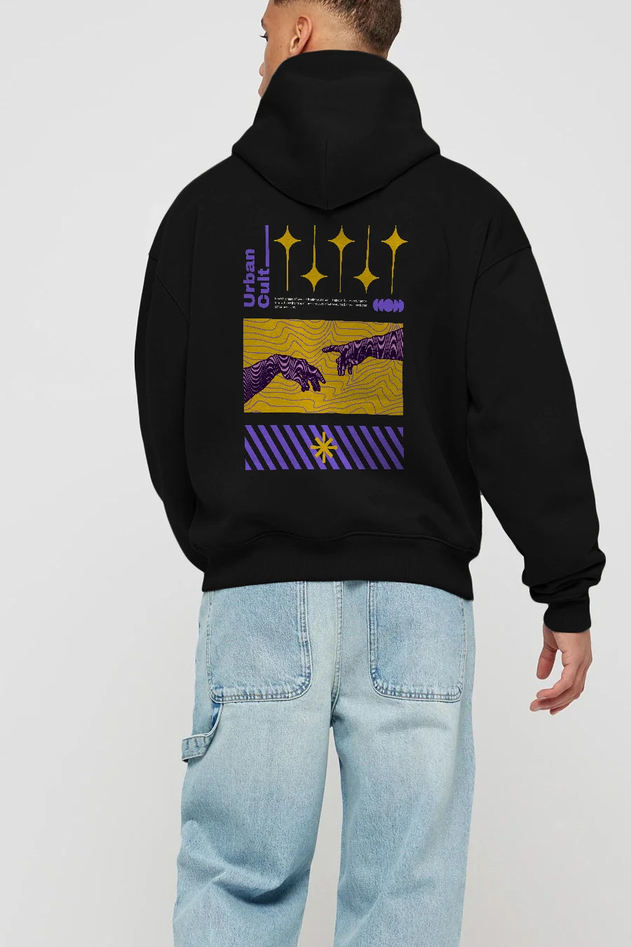 Urban Cult Arka Baskılı Hoodie Oversize Kapüşonlu Sweatshirt Erkek Kadın Unisex
