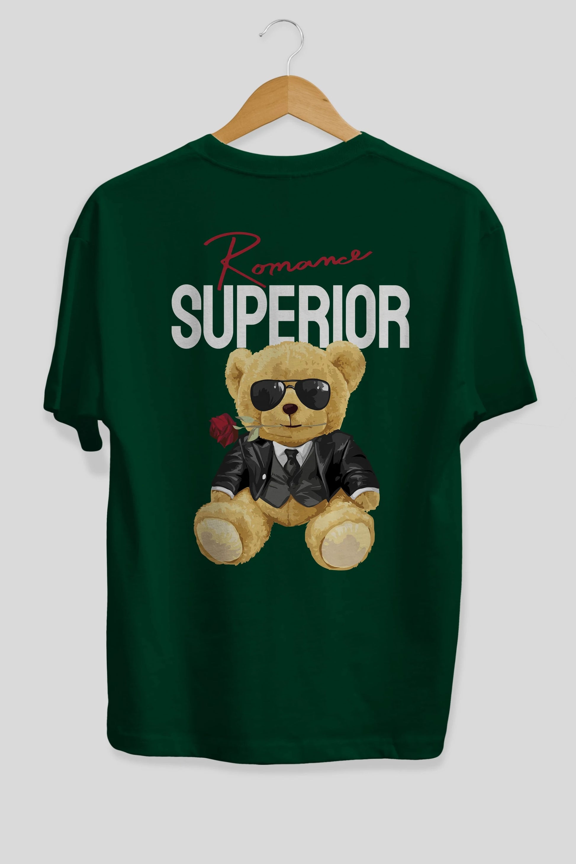 Teddy Bear Romance Superior Arka Baskılı Oversize t-shirt Erkek Kadın Unisex %100 Pamuk