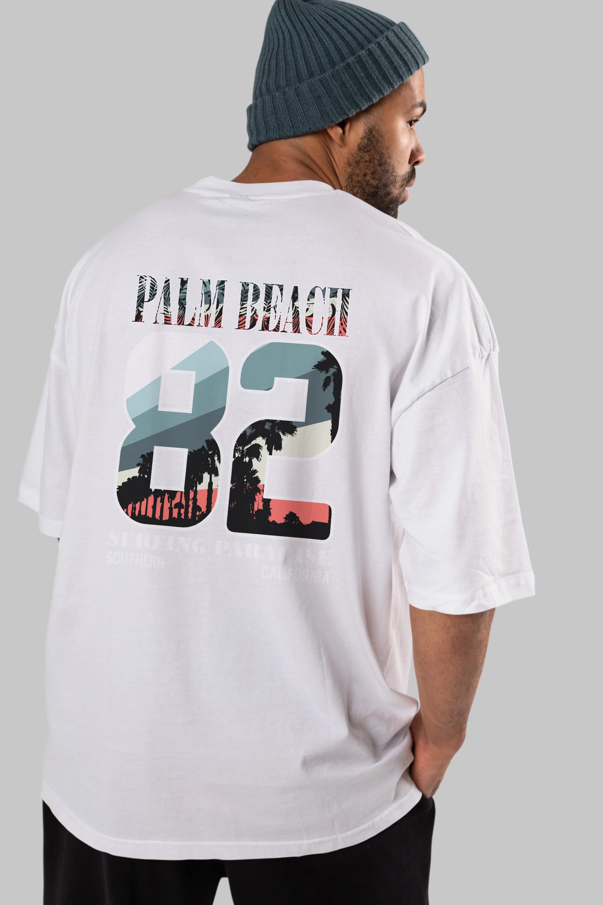 Palm Beach 82 Arka Baskılı Oversize t-shirt Erkek Kadın Unisex